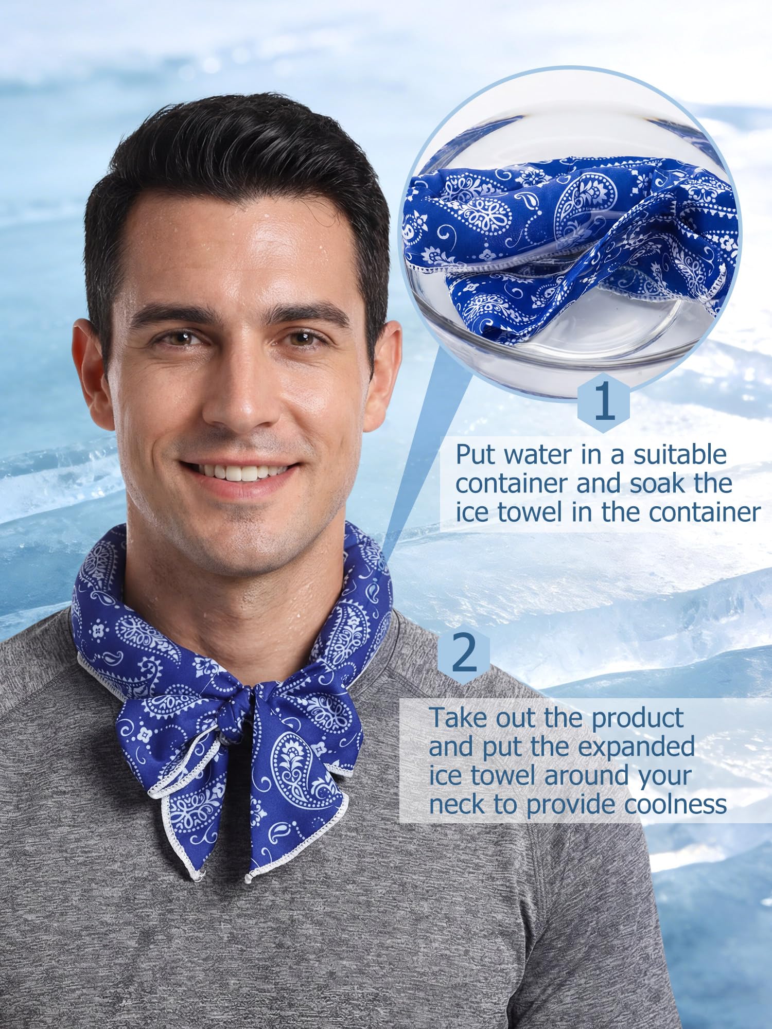 Coume 6 Pack Cooling Neck Wraps Neck Cooler Ice Bandanas Scarf for Hot Weather Summer Ultra Running Walking Riding Women Men
