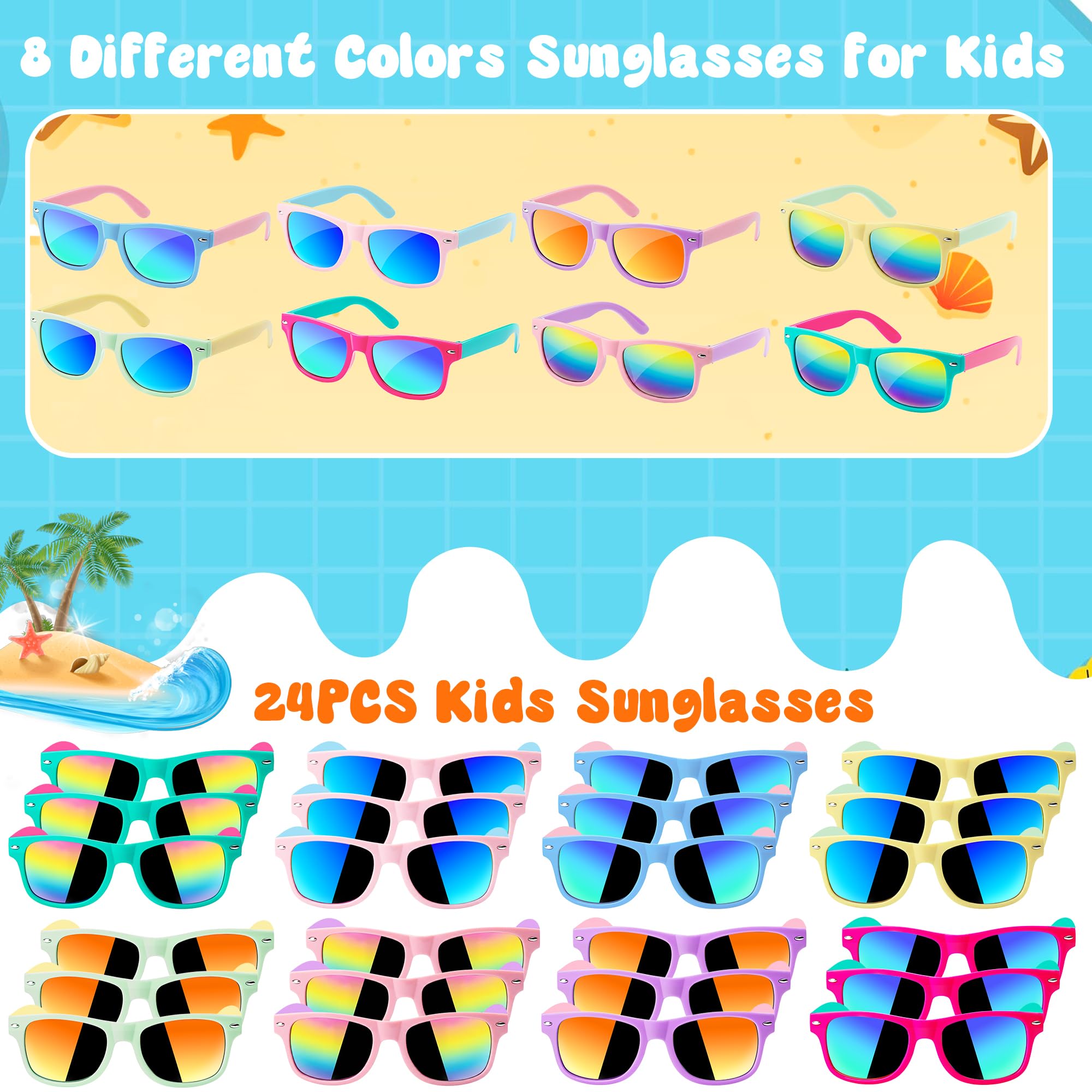 Kids Sunglasses Bulk, Kids Sunglasses Party Favors for Age 3-8, UV400 Protection Neon Kids Sunglasses Bulk for Boys Girls (12Pack-heart sunglasses)