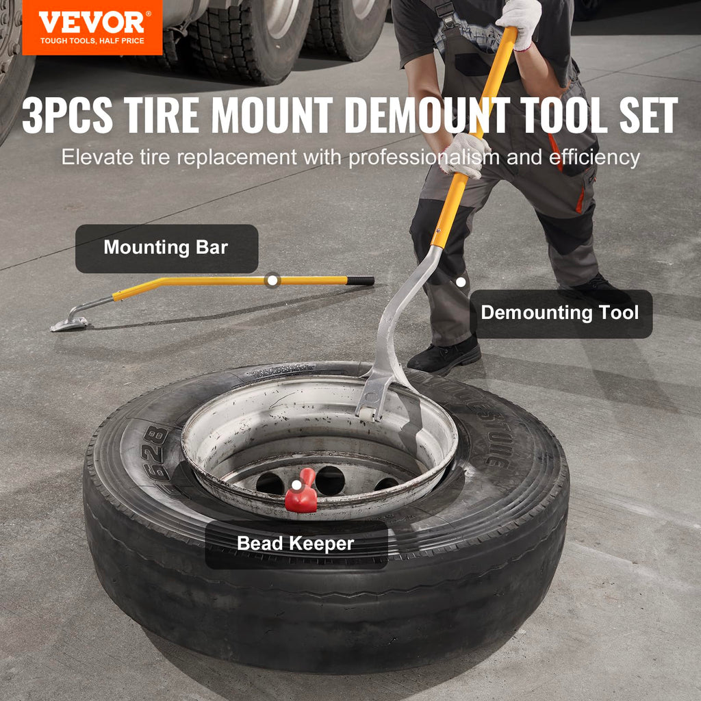 VEVOR Tire Mount Demount Tool 22.5" to 24.5" Tire Changer Steel Bead Breaker Extra Bead Holder Tubeless Truck Manual Tire Changing Tools for Car Repairing(Blue)