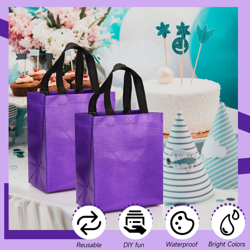 Eccliy 80 Pcs Reusable Gift Bags Set Glossy Grocery Gift Tote Bag with Hadnle for Wedding, Father's Day, Graduation, Summer Event (10 x 8 x 4.7 Inch,Black)