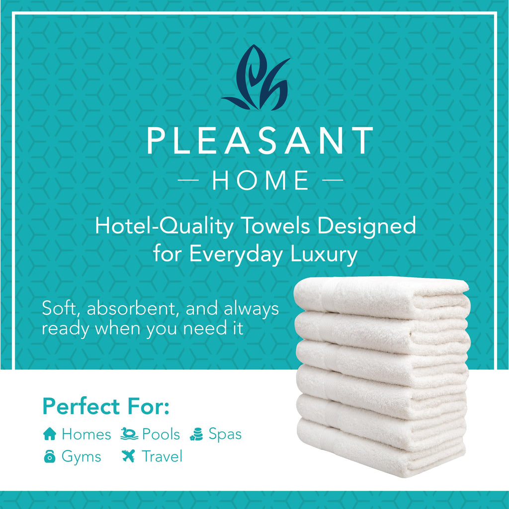 Pleasant Home Bath Towels Set of 6 (24” x 50”) 100% Cotton, 515 GSM | Lightweight, Soft & Highly Absorbent Luxury Towels for Bathroom | for Gym, Pool & Spa | 6 Pack, Gray