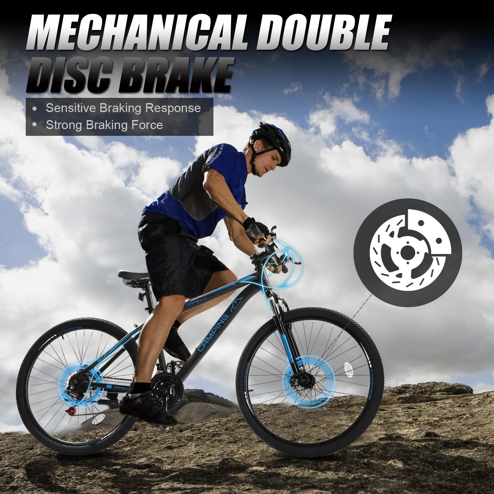 Ktaxon Mountain Bike 24/26/27.5 Inch Men & Women Mountain Bike with 21-Speed Adult Bikes, Double Disc Brake, Suspension Fork and High Carbon Steel Frame