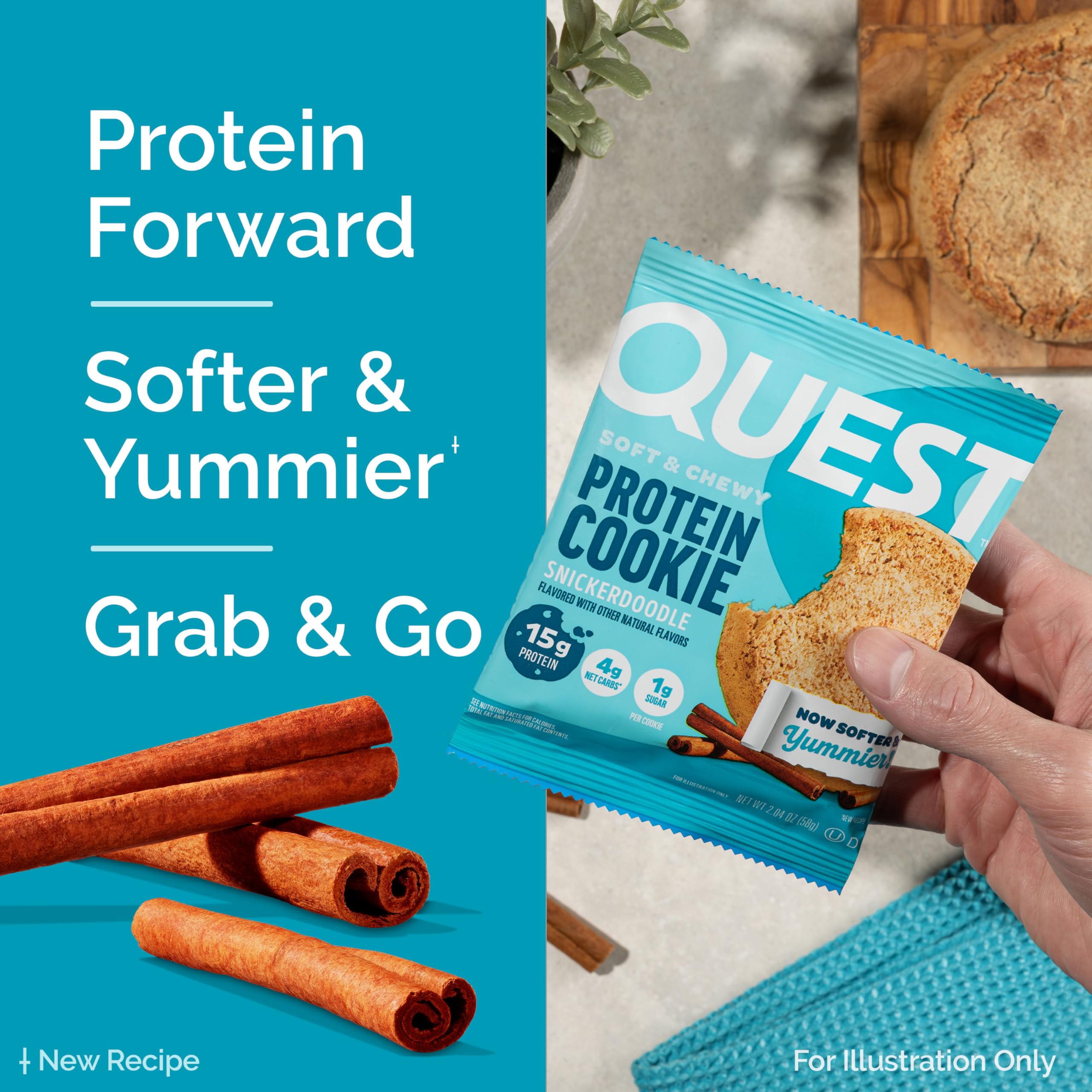 Quest Nutrition Chocolate Chip Protein Cookie, 15g Protein, 1g Sugar, 2g Net Carbs, Keto Friendly, High Protein, Low Carb; 12 Count