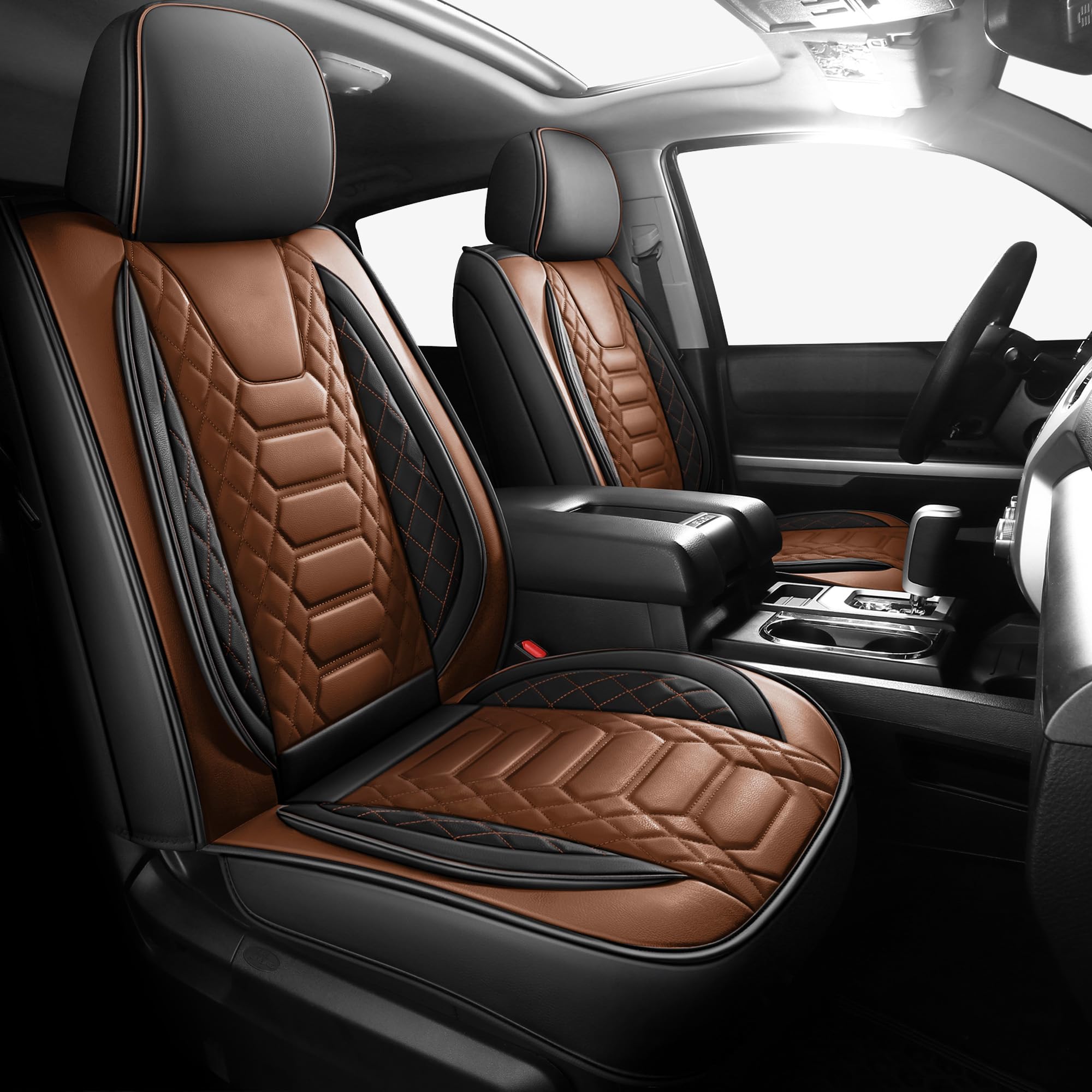 FREESOO Tundra Seat Covers 2007-2013, Fit for Toyota Tundra Crewmax Cab 5 Seats, Custom Truck Seat Covers with Waterproof Faux Leather Black
