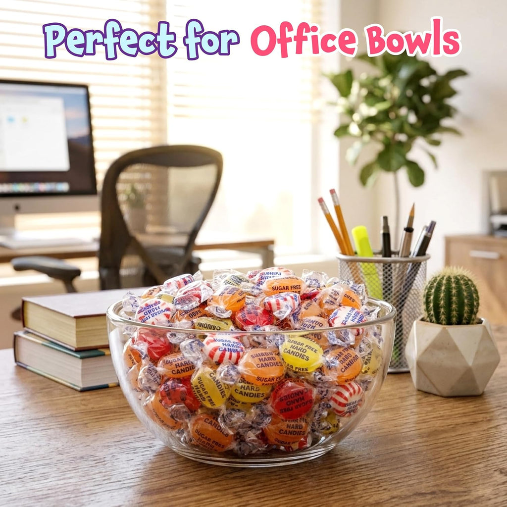Sugar Free Candy - 1 Pound Pack - Hard Candy Individually Wrapped - Lemon, Butterscotch, Peppermint, Cinnamon - Office Bowl Mix - Old Fashioned Sugarless Treats