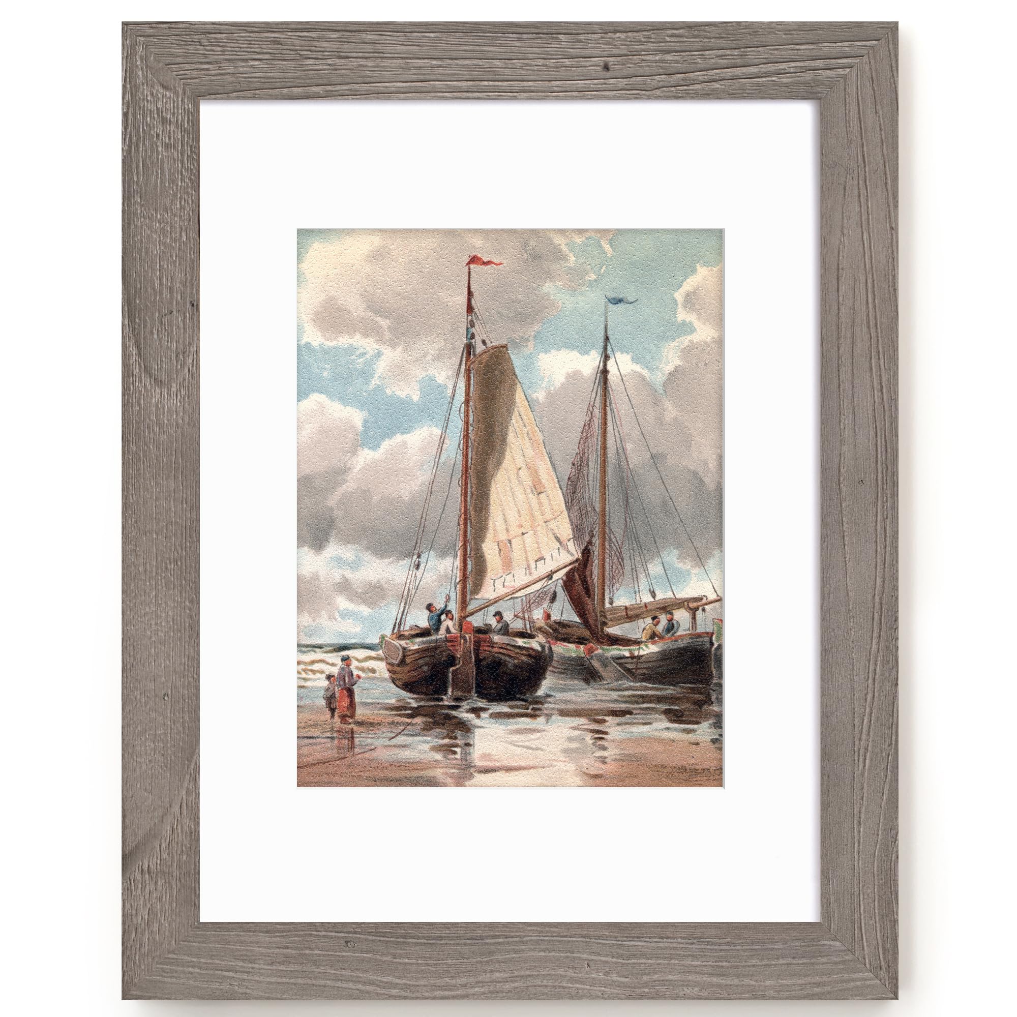 Fun Memories 5x7 Picture Frame with Mat for 4x6 Photo, Solid Elm Wood & Tempered Glass, Rustic Wall & Tabletop Display Frame, Grey, 1 Pack