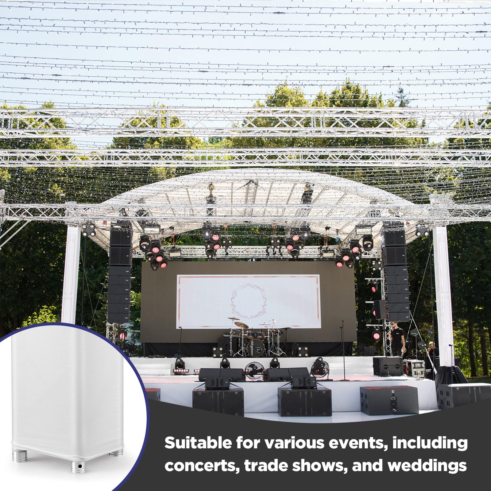 Hahafelt 2 Pcs Black Truss Cover Fits 4.92 ft x 12 in Box Truss Scrim Elastic Fabric Seamless Integration Easy Installation Pull over Sleeves