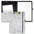 Steel Mill & Co Cute Clipboard Folio with Refillable Lined Notepad and Interior Storage Pocket, Black and White Padfolio for Work, Black Dots
