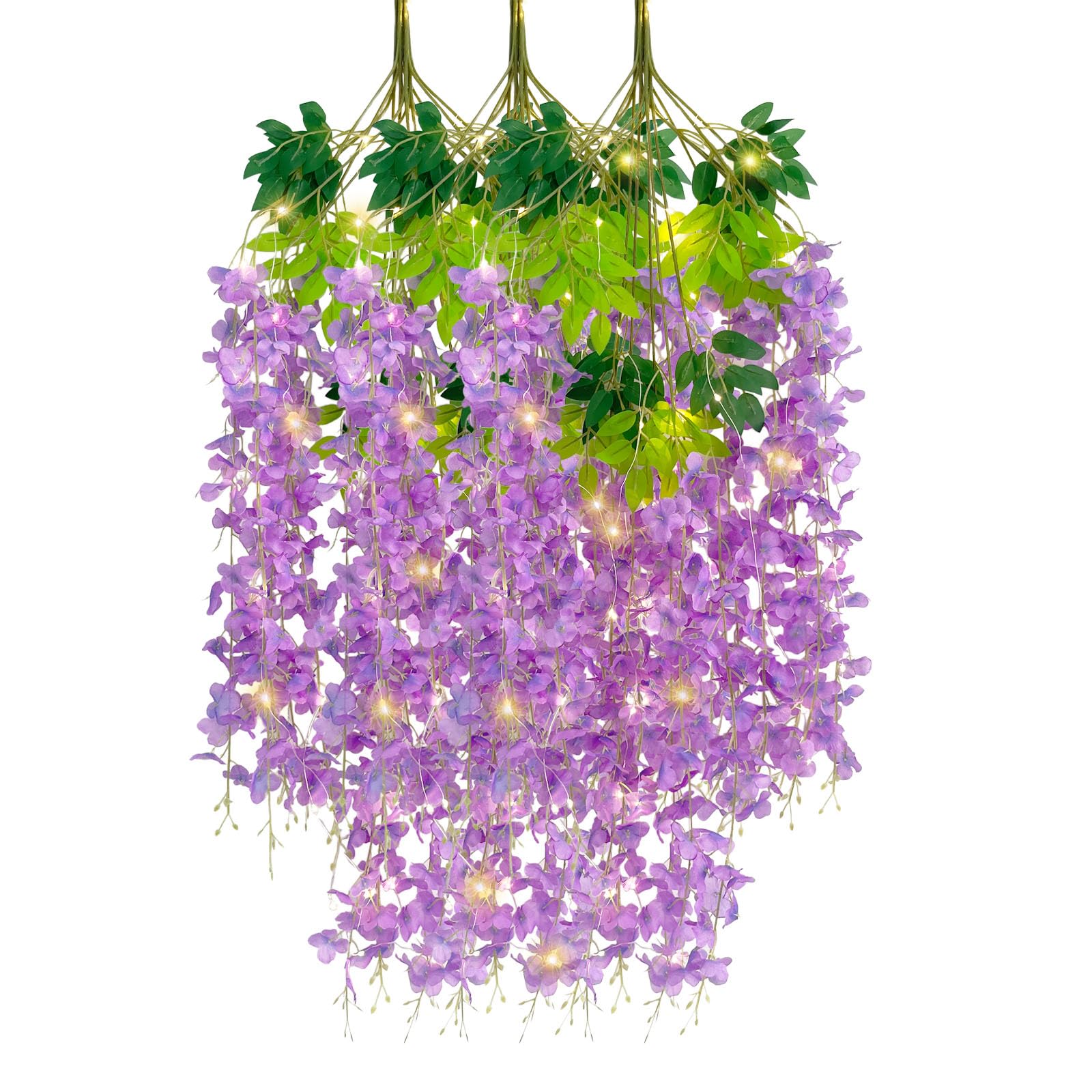 5 Pack Pink Wisteria Hanging Flowers Garland, 3.77 Feet Artificial Flower Vines, Fake Wisteria, Artificial Vines Hanging Garland for Backdrop Outdoor Yard Garden Decor