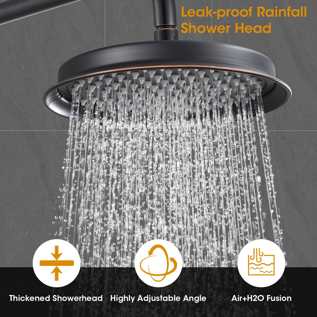 Rainfall Shower Head with Handheld Combo, Brushed Gold Shower System with Balance Pressure Valve, 9 inch Shower Head and Faucet Set, Rain Shower Head with Handheld Spray Wall Mount(B2312-BG)