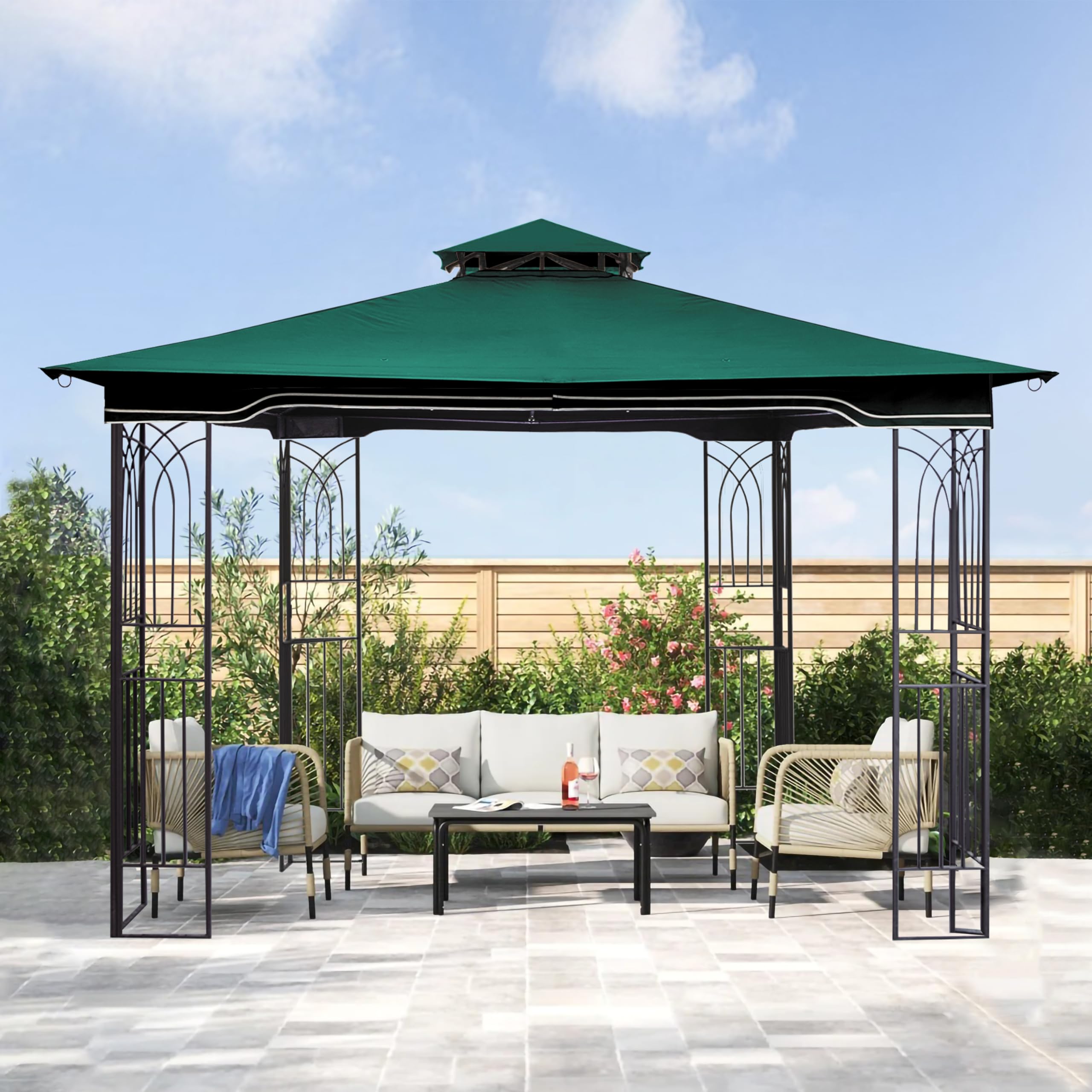 SCOCANOPY Replacement Gazebo Canopy Compatible with 10 x 12 Regency II Patio Gazebo Model L-GZ798PST,A101004104,A101004105,(Forest Green)