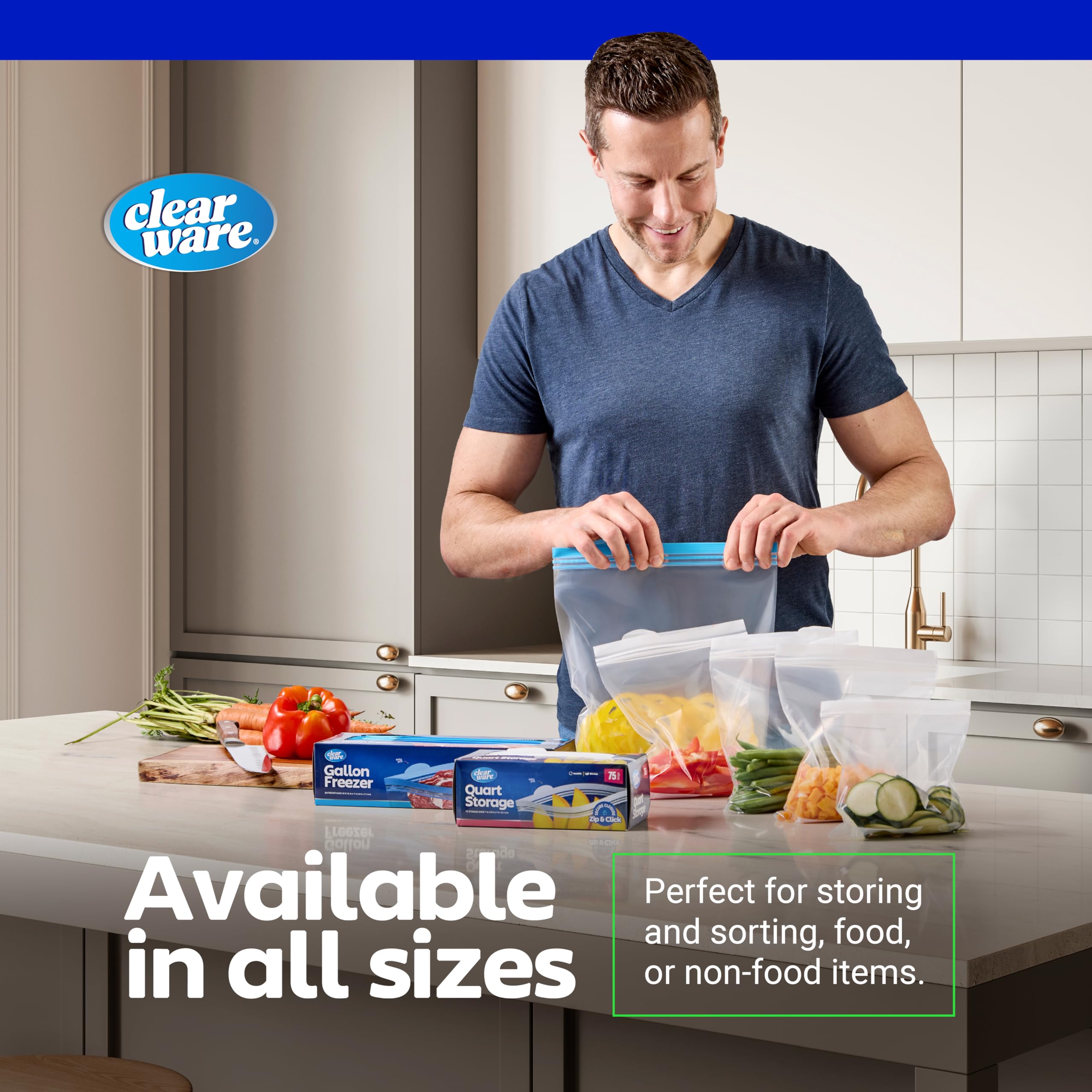 Gallon Storage Bags, Double Zipper Seal - 100 Count, Reusable Thick Food Plastic Storage Bags - Microwave-Safe, Zero BPA - Resealable Containers for Lunch, Snacks, Meals - 2 Boxes