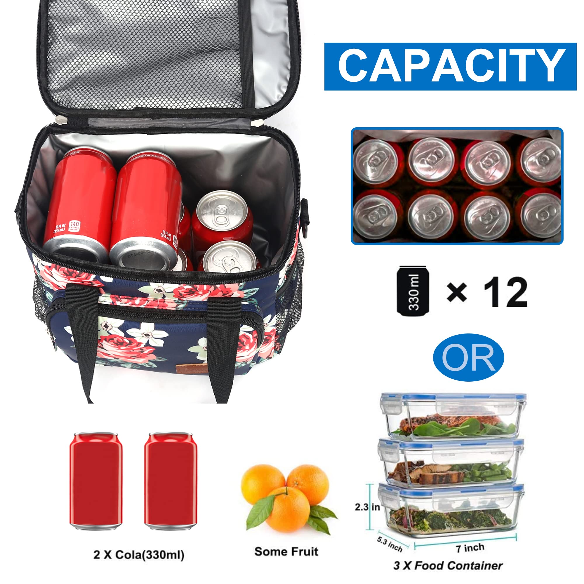 Femuar Lunch Bags for Women/Men, Insulated Lunch Bag for Work Office Picnic - Large Lunch Cooler Bag Leakproof Lunch Box with Adjustable Shoulder Strap for Adults - Grey (15L)