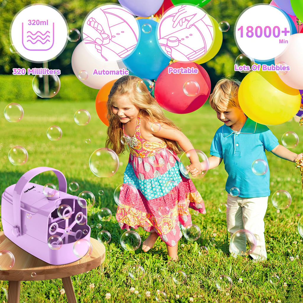 Zerhunt Durable Bubble Machine for Party: 3 Power Modes for Non-Stop Fun - 18000+ Bubbles Per Minute High Output 30 Mins Bubbles per Refill - Kids Safe Auto-Stop for Outdoor Backyard Birthday