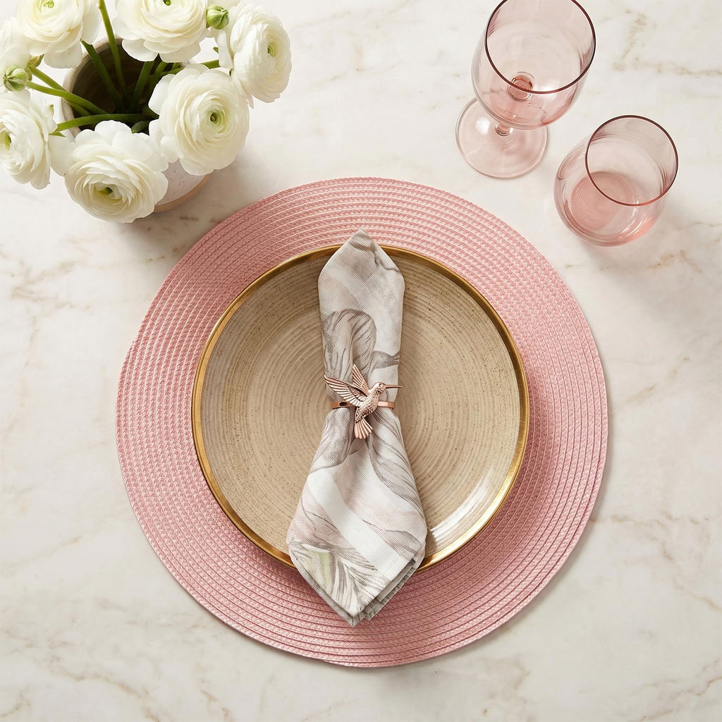 AHHFSMEI Round Placemats Set of 6 Heat Resistant Washable Non-Slip Woven Braided Table Mats for Dining Table Kitchen & Home Decor (Beige)