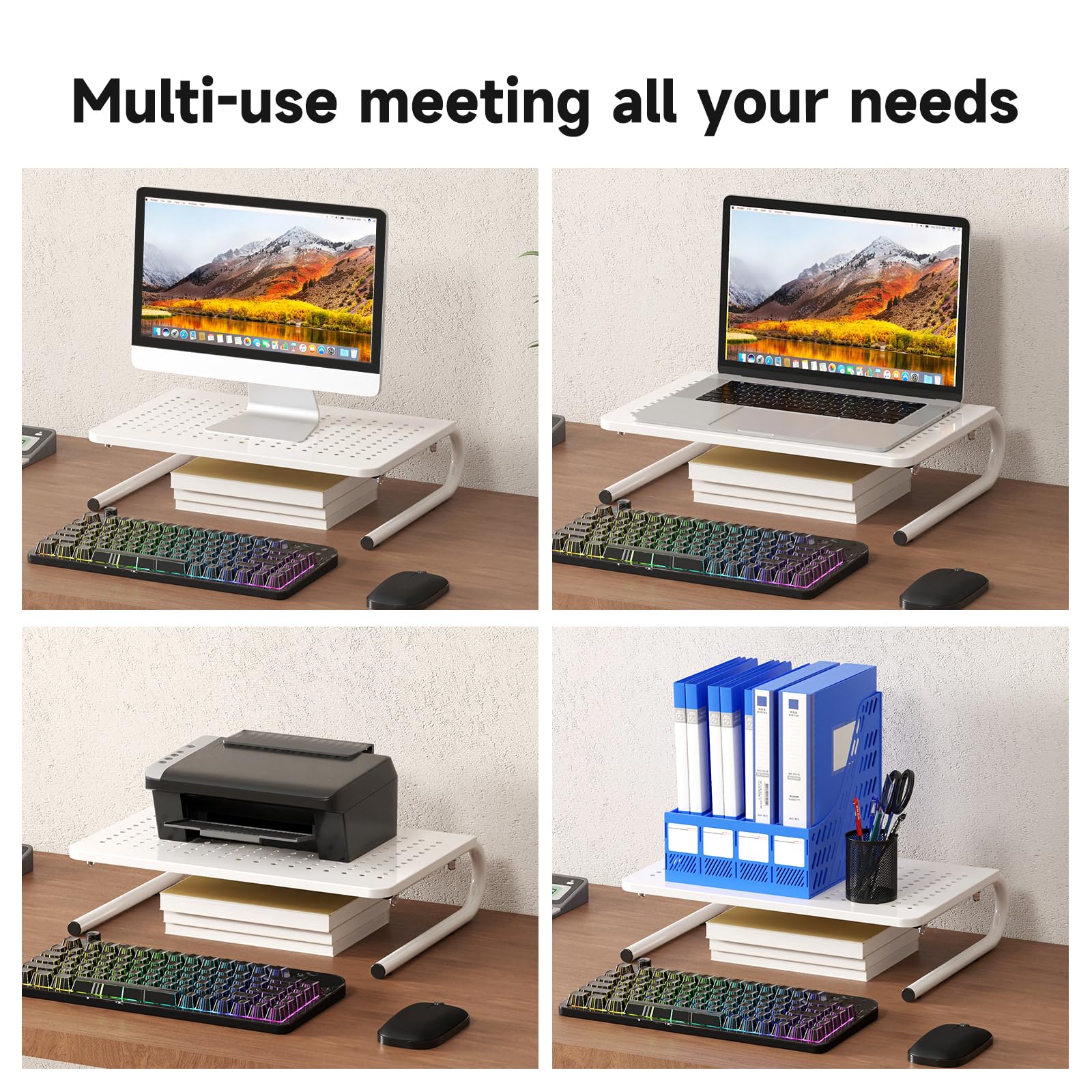 suptek Clamp-on 32 Inch Dual Monitor Desk Mount Riser Shelf Computer Stands for 2 Monitor,Laptop,Printer, Notebook,32.2” x 7.8” x 5.7”