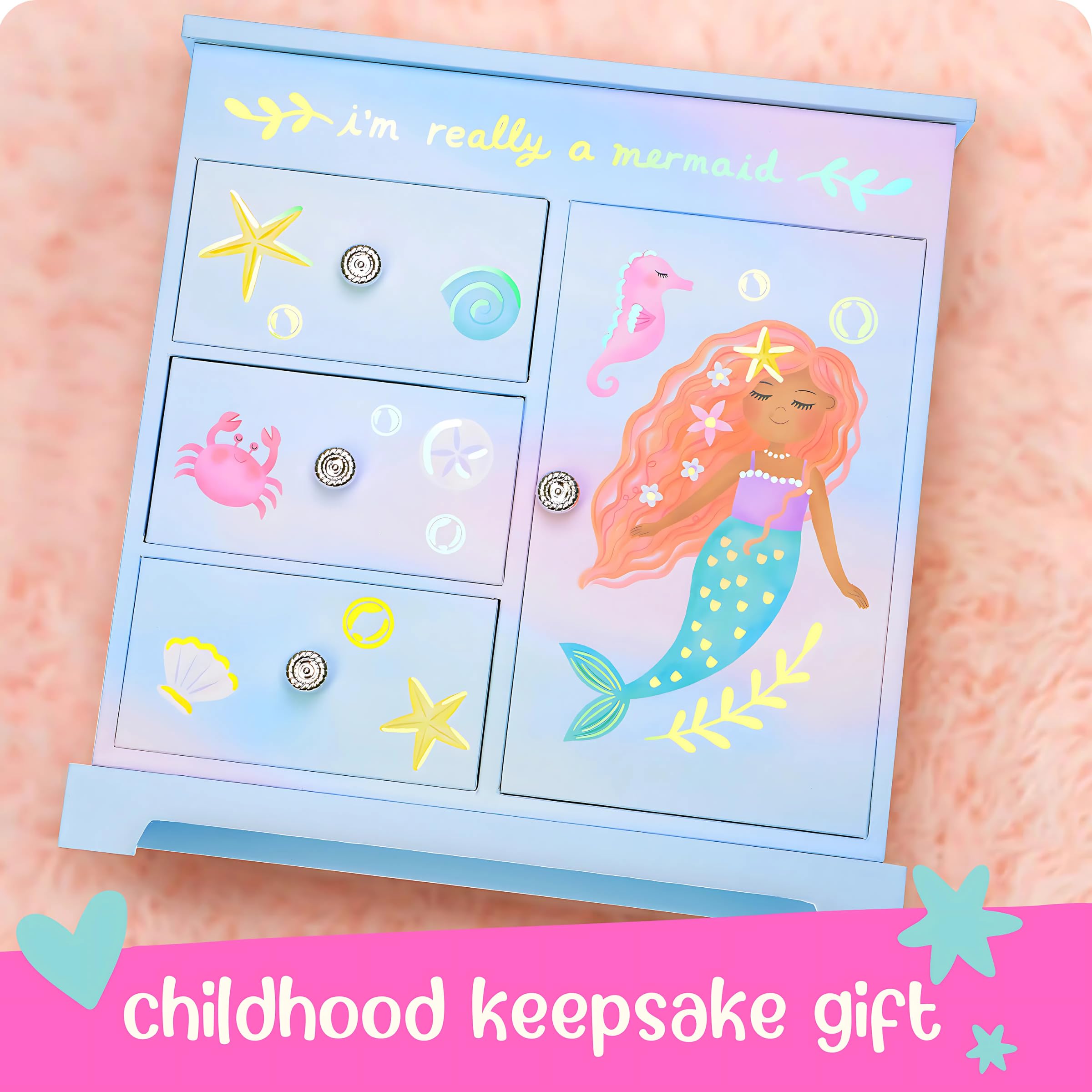 Giggle & Honey® Unicorn Musical Jewelry Box for Girls Unicorn Toys for Girls Age 4-6 Kids Jewelry Box with Drawers