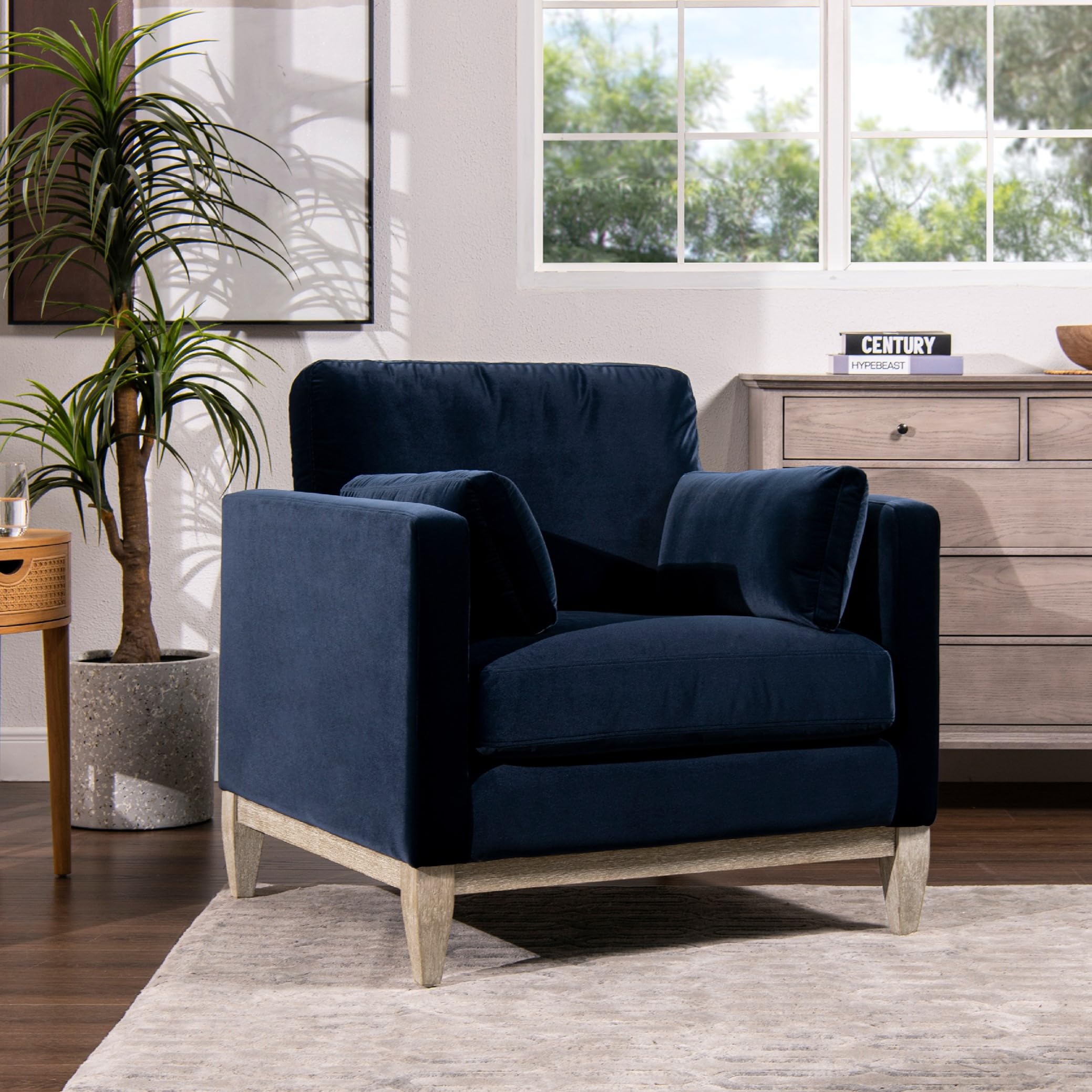Jennifer Taylor Home Knox 84" Modern Farmhouse Performance Velvet Fabric Living Room Sofa Couch in Burnt Orange