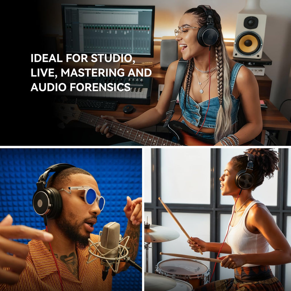 OneOdio Hi-Res Over Ear Headphones for Studio Monitoring and Mixing, Sound Isolation, Protein Leather Earcups, 50mm Driver Unit, Wired Headphones for AMP Guitar Keyboard (Pro-50 Black)