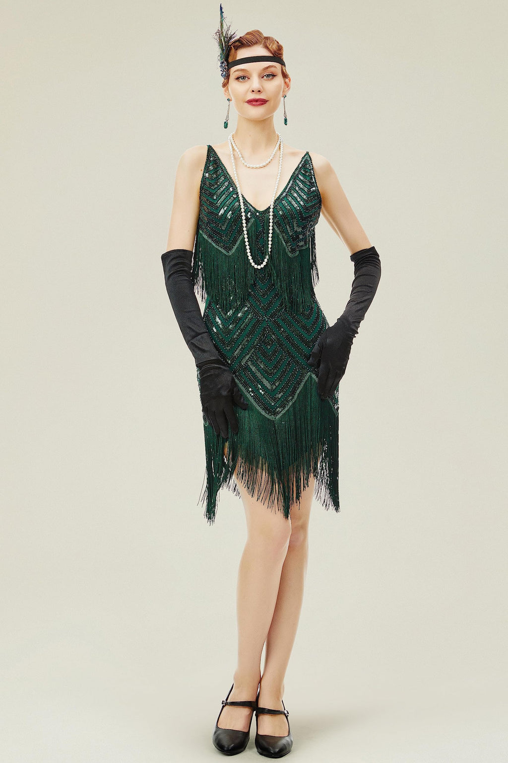 BABEYOND Women's 1920s Flapper Dress V Neck Slip Dress Roaring 20s Great Gatsby Dress for Party