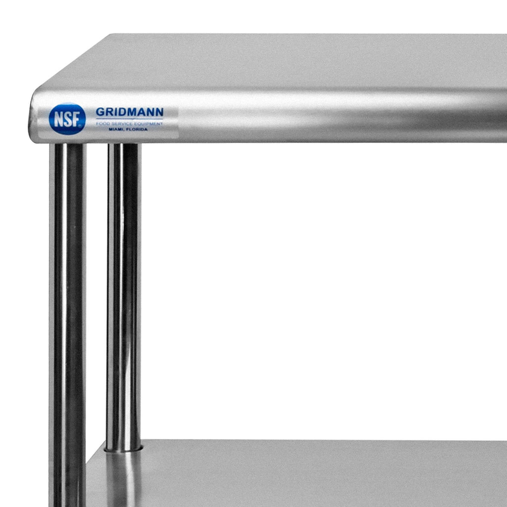 GRIDMANN NSF Stainless Steel Commercial Kitchen Prep & Work Table Plus A 2 Tier Shelf - 60 in. x 12 in.
