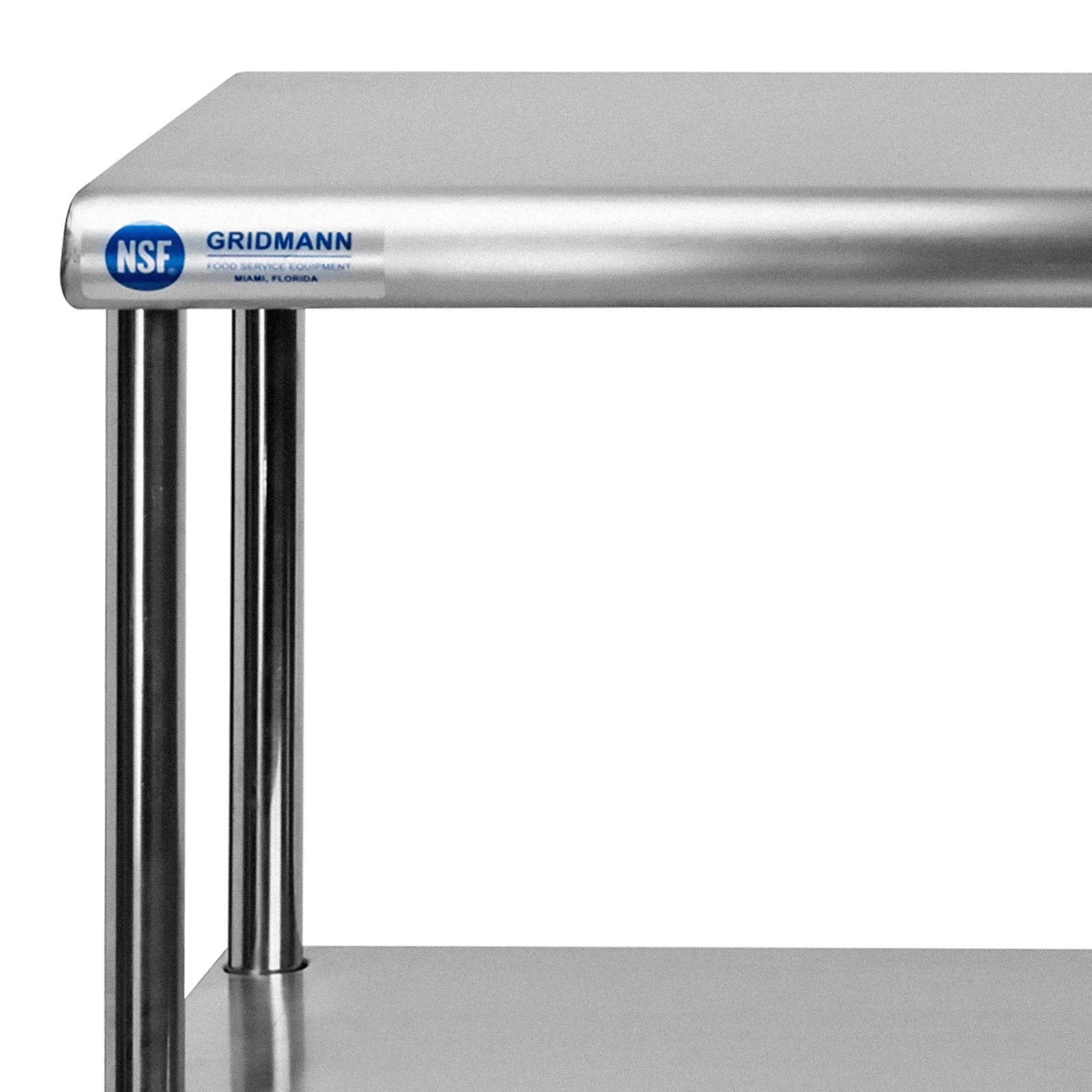 GRIDMANN NSF Stainless Steel Commercial Kitchen Prep & Work Table Plus A 2 Tier Shelf - 60 in. x 12 in.