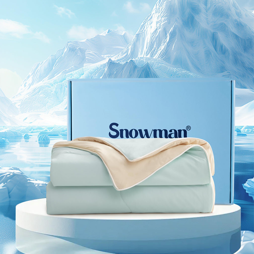 SNOWMAN Cooling Comforter Twin XL Size Double-Sided, Soft Cooling Blanket for Hot Sleepers, Cold Touch Fabric Summer Quilt, Lightweight Q-Max>0.4 Silk Smooth (Blue/Grey, 60"x90")