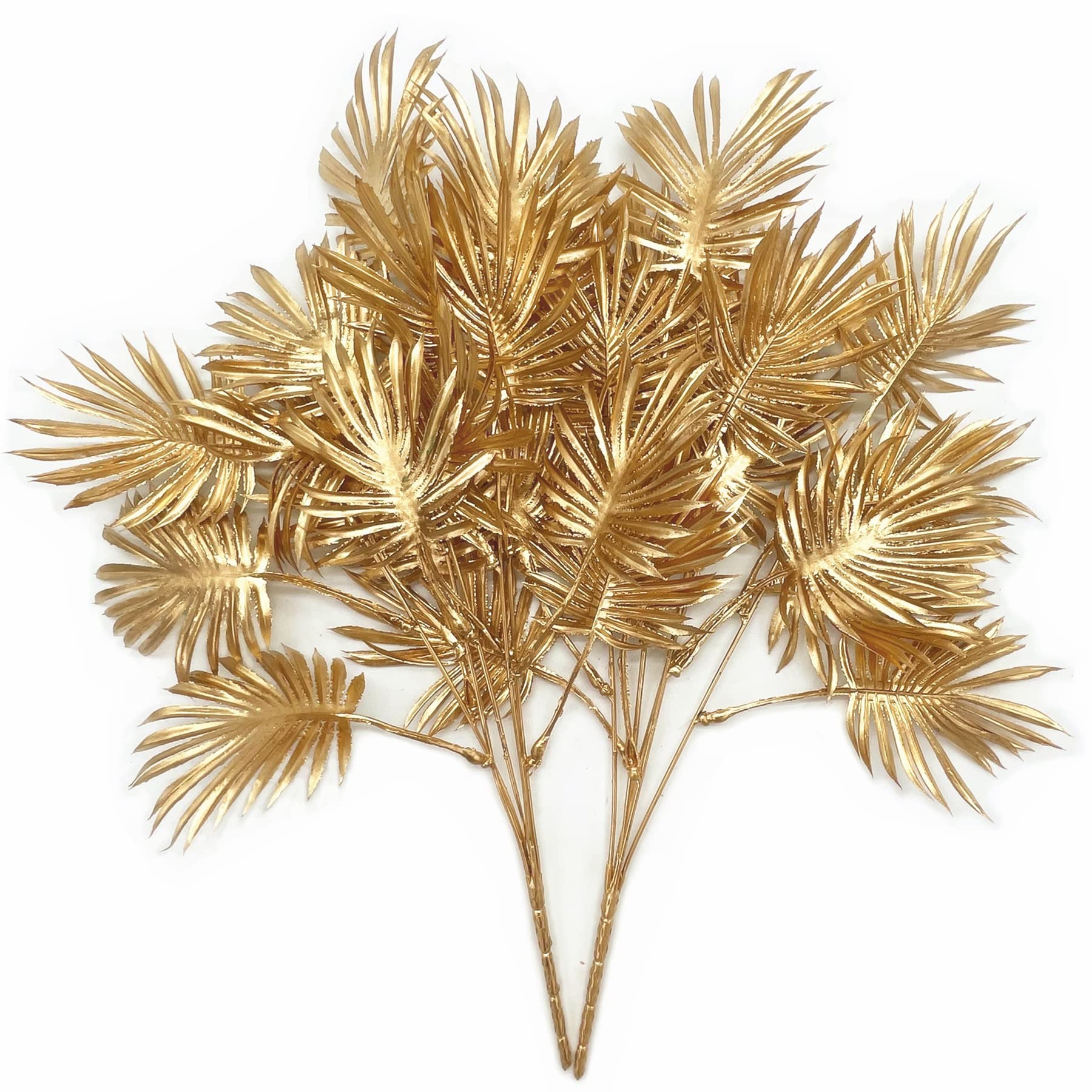 Christmas Decor Artificial Plants, PASYOU Gold Fake Antlers Plastic Grass Shrubs Leaves Indoor Outdoor Home Garden Party Hotel Verandah Wedding Event Faux DIY Decoration - 30 Inch Golden 2 Bunches