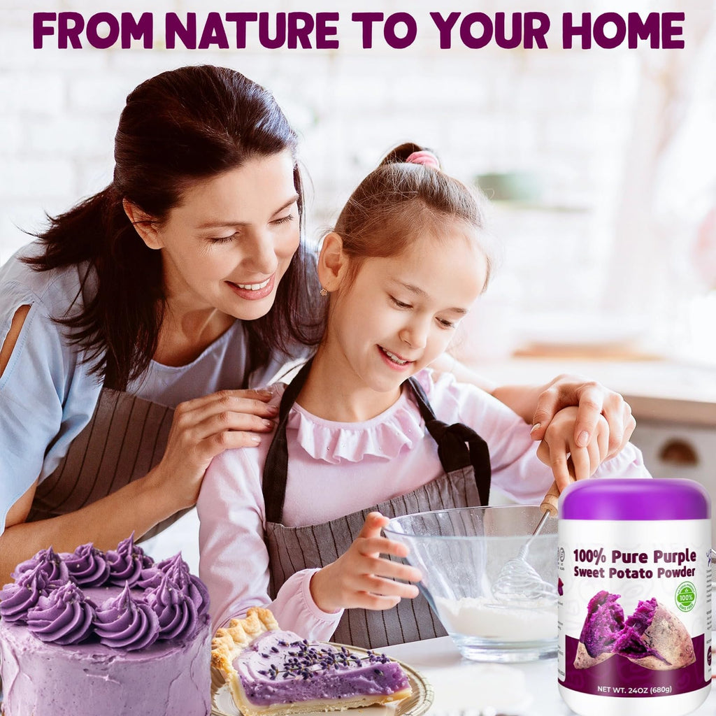 Purple Sweet Potato Powder 11.5oz (326g) - Natural Food Coloring for Baking, Drinks & Smoothies｜Ube/Purple Yam Alternative, Non-GMO, Gluten-Free, Resealable Pack