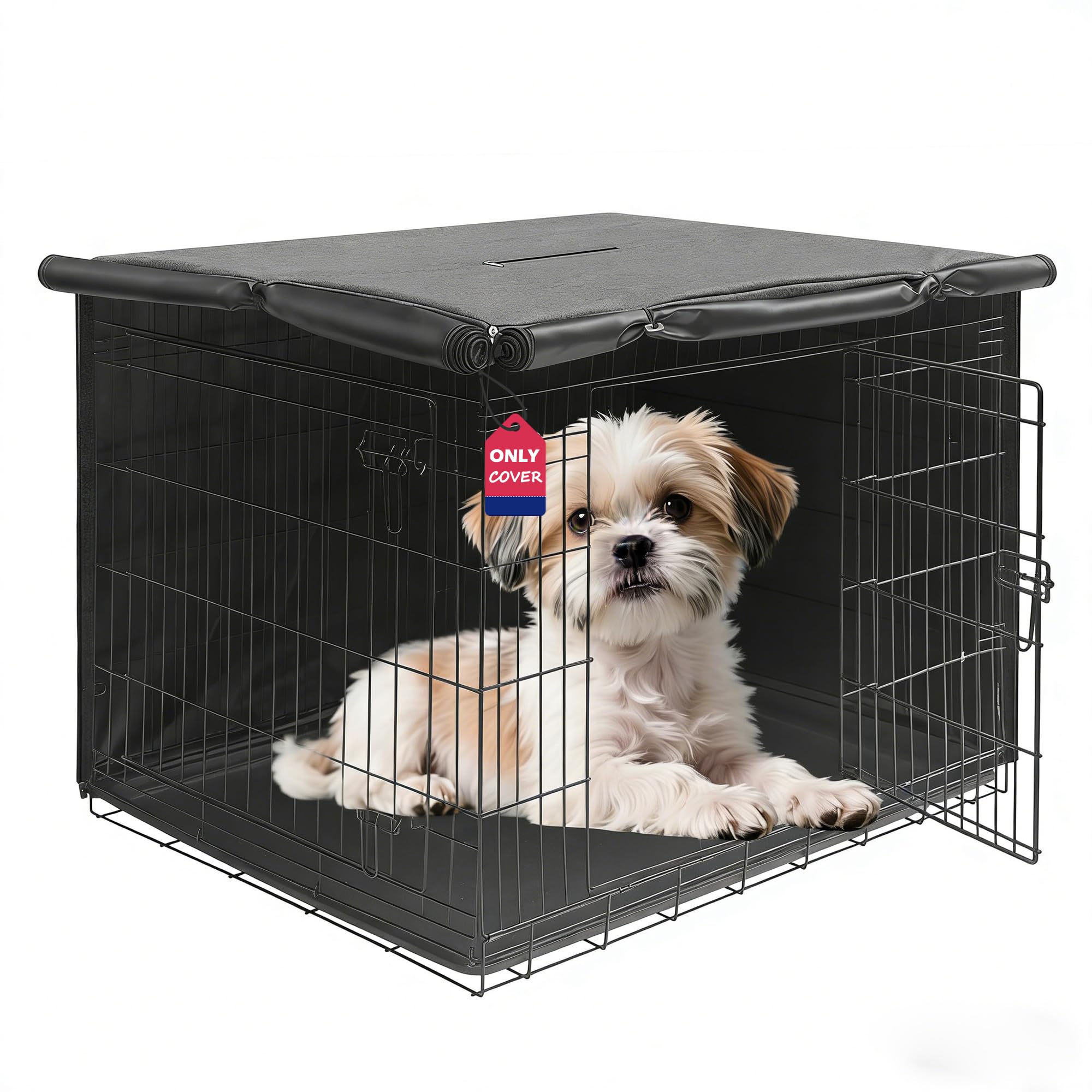 HiCaptain Dog Crate Cover 24.0" L x 18.0" W x 20.0" H with Breathable Mesh, Durable Heavy Duty Kennel Cover, Dual Zippered Panels, Windproof Waterproof UV-Resistant(Beige)