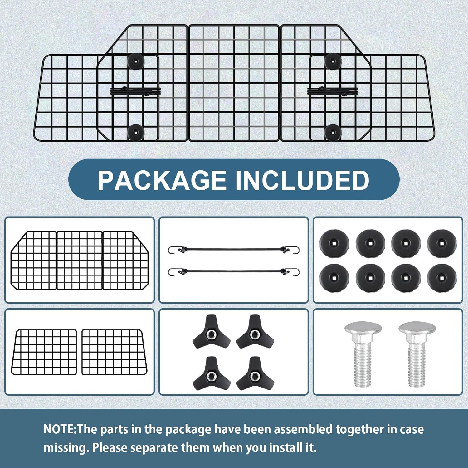 FEED GARDEN Dog Car Barrier for SUVs, Adjustable Universal-Fit Heavy-Duty Wire Mesh Pet Divider for Vehicles, Trucks, Vans, Car Accessories Safety Travel, Triple Folding (36.6"-60.6")