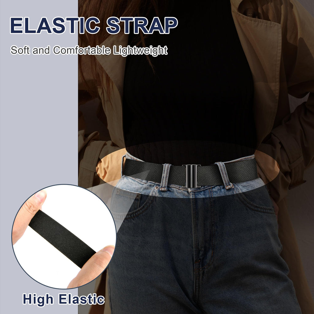 TOURZOO No Show Invisible Belt for Women/Men Elastic Web Strap Waist Stretch Belt with Flat Buckle for Jeans Pants Dresses