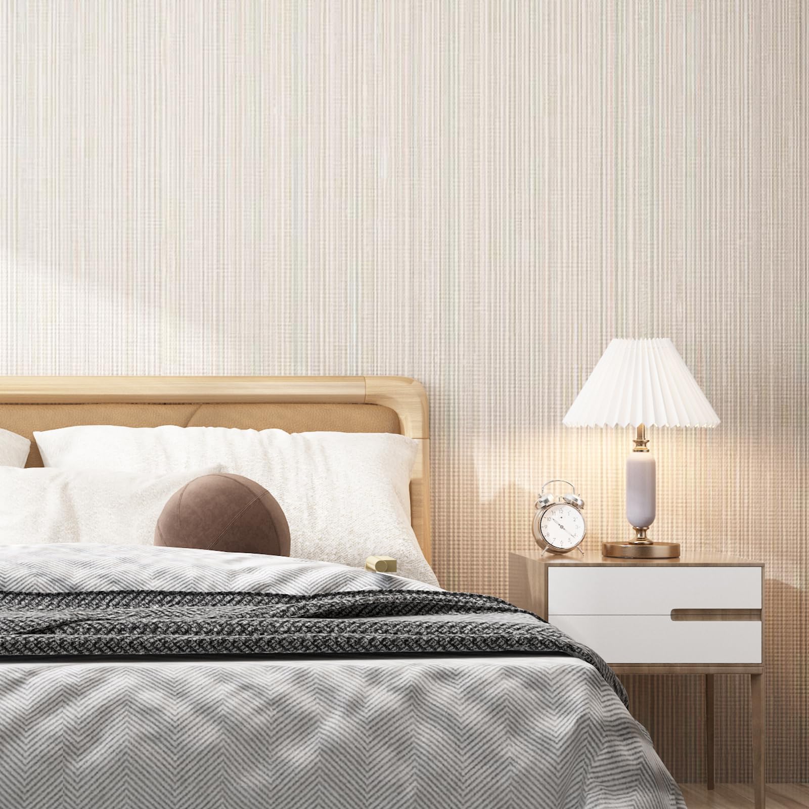 Grasscloth Peel and Stick Wallpaper 20.8"x394" Gray Thick Fabric Textured Linen Classic Faux Grassweave Neutral Removable Wallpaper Vinyl Film Roll for Home Use