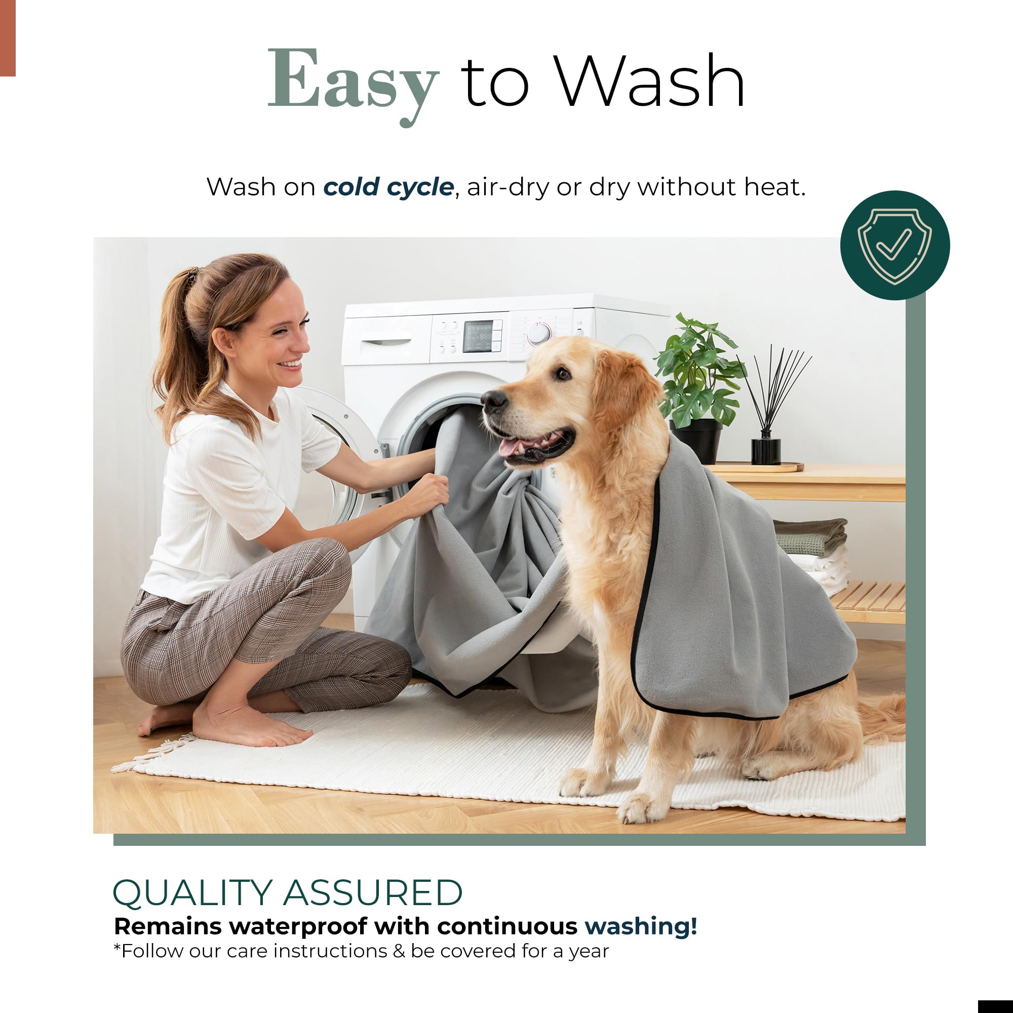 Waterproof Blanket for Bed & Couch Protection, Reddish/Green, 80"x90" | High-Density Heavy-Duty Material – Ultra-Soft & Durable Soft Fleece, Leakproof, Reversible, Silent No-Crinkle Design