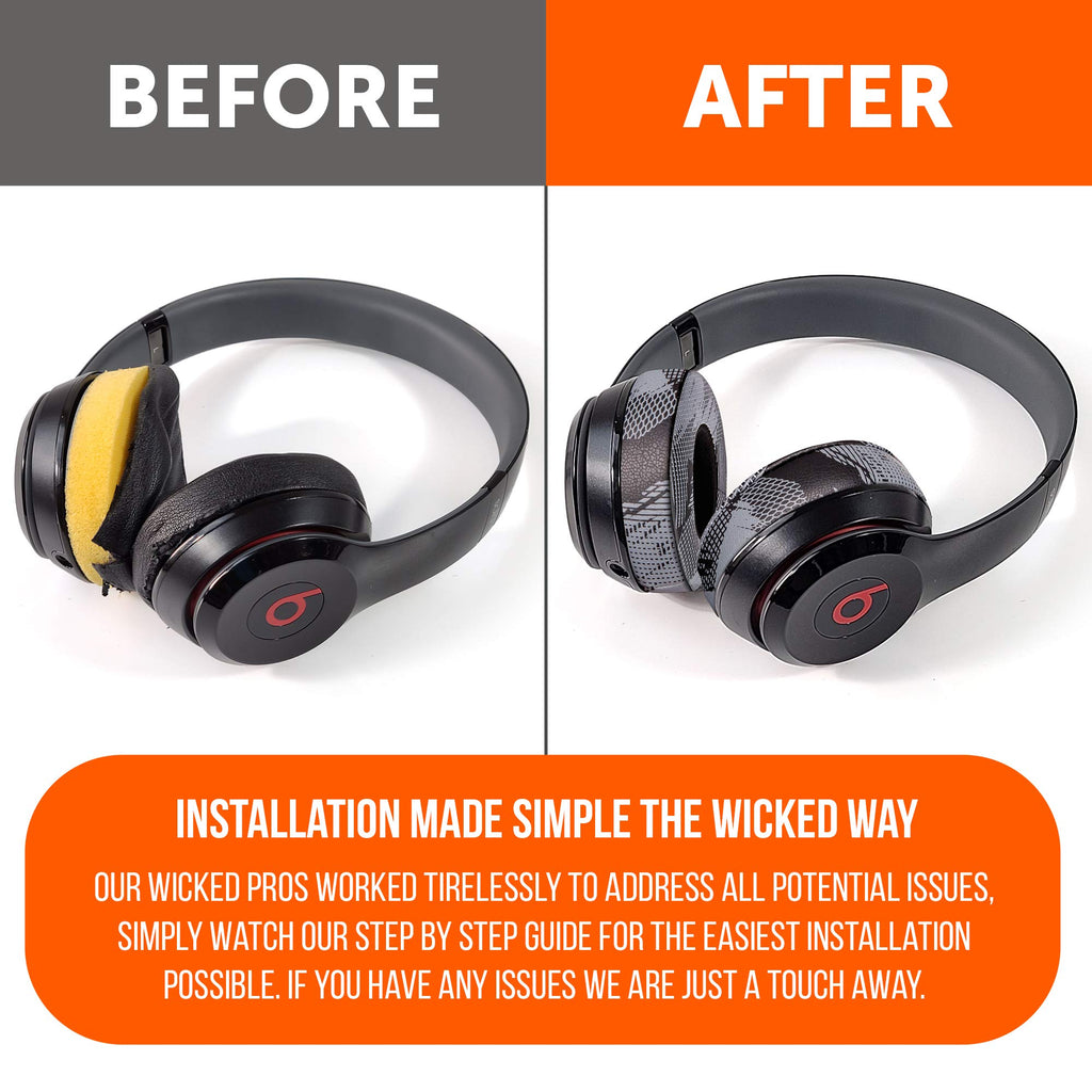 WC Extra Thick Replacement Earpads for Beats Solo 2 & 3 by Wicked Cushions - Ear Pads for Beats Solo 2 & 3 Wireless ON-Ear Headphones - Soft Leather, Luxury Memory Foam, Strong Adhesive | 90's Black