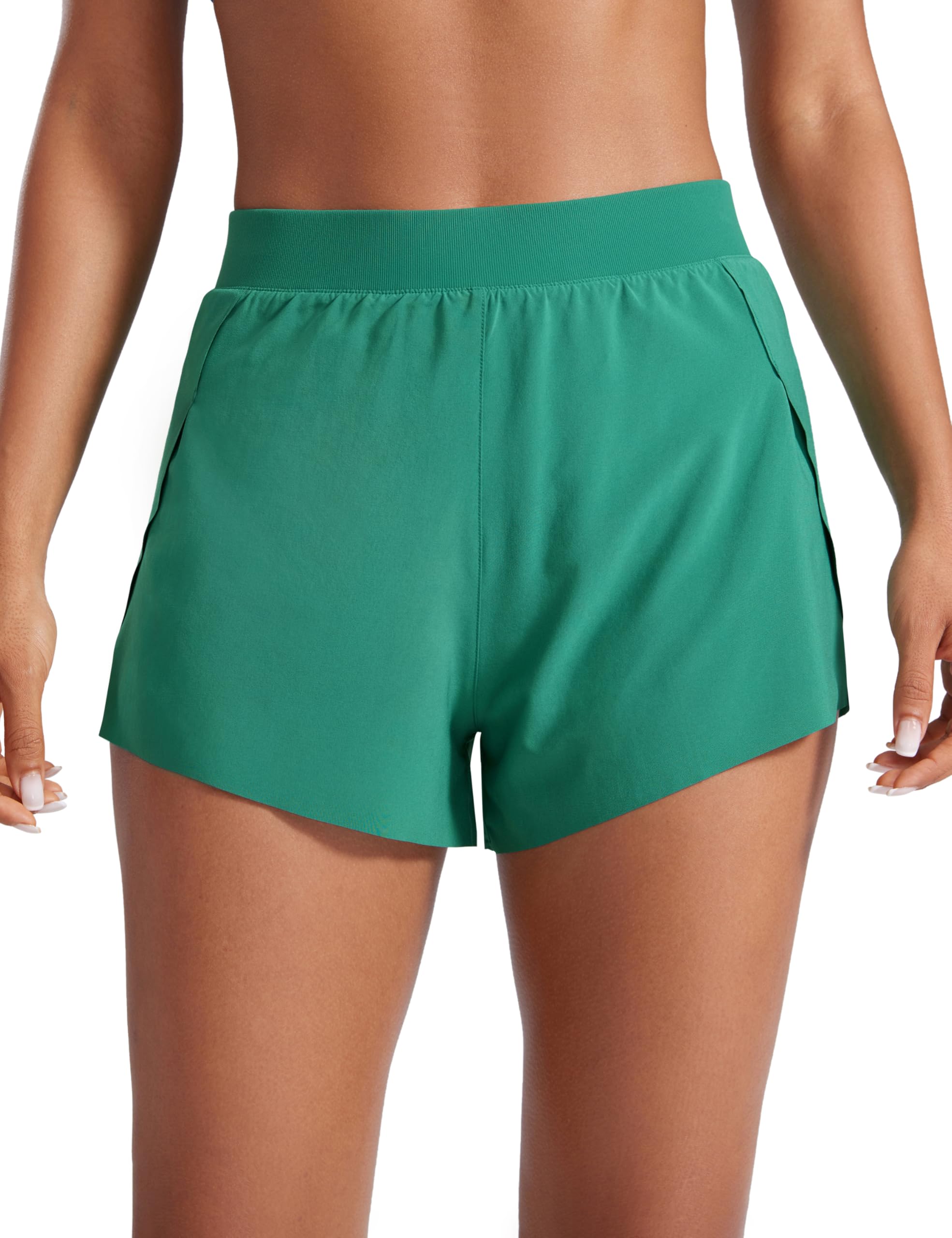CRZ YOGA V Split Running Shorts for Women 2.5" - High Waisted Workout Athletic Gym Track with Liner Breathable Quick Dry