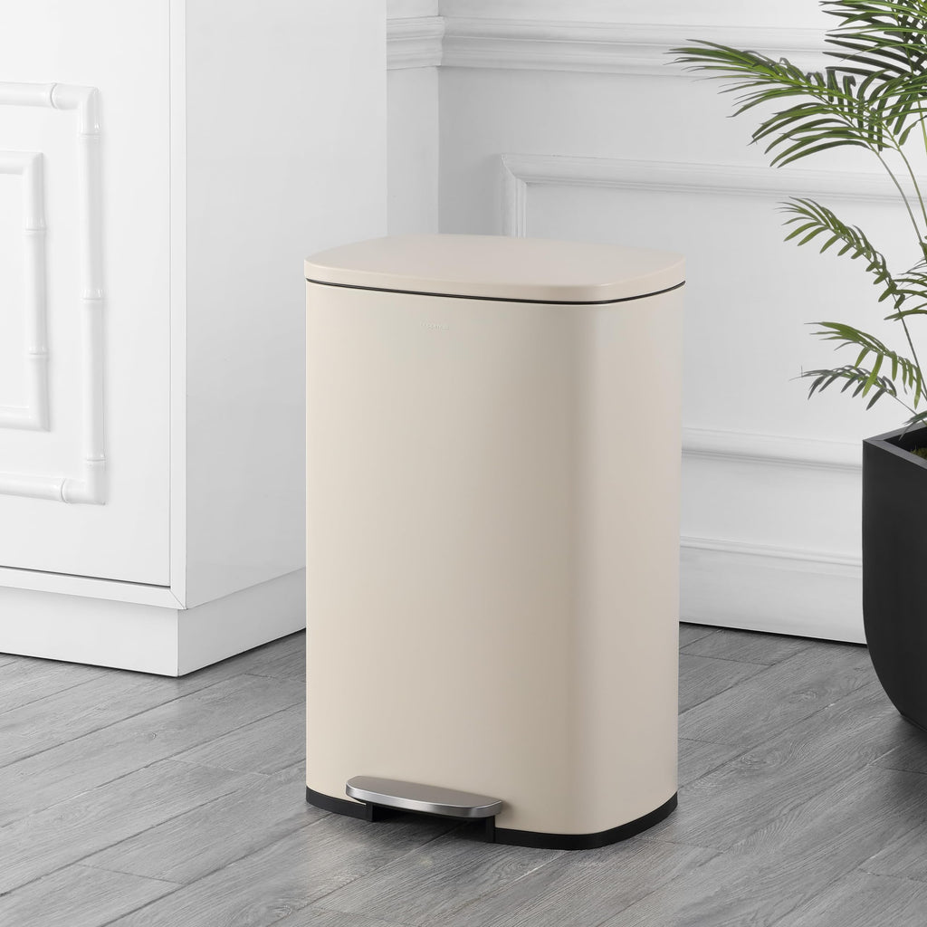happimess HPM1006B Connor Rectangular 13-Gallon Trash Can with Soft-Close Lid and Free Mini Trash Can, Fingerprint Resistant, Modern, Minimalistic for Home, Kitchen, Office, Bathroom, Black