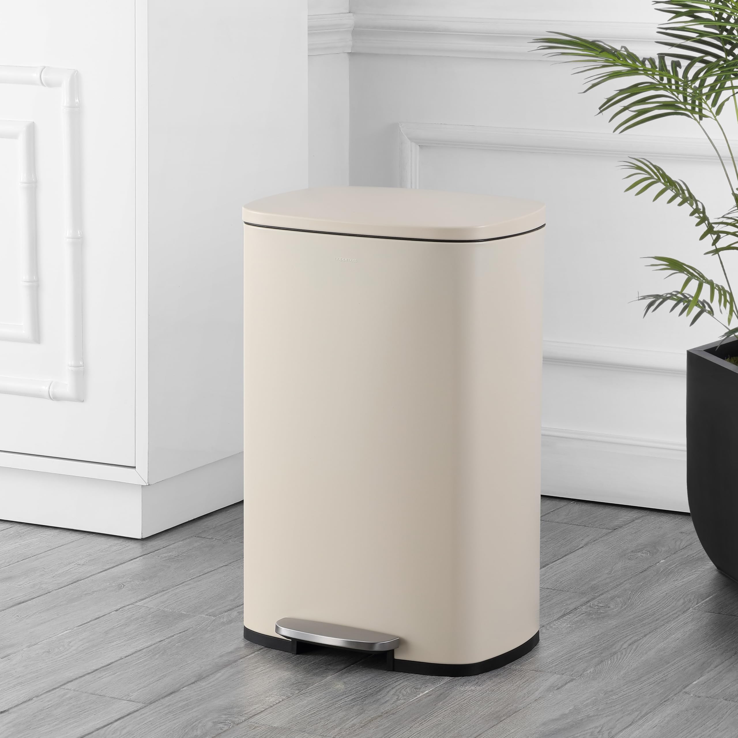 happimess HPM1006B Connor Rectangular 13-Gallon Trash Can with Soft-Close Lid and Free Mini Trash Can, Fingerprint Resistant, Modern, Minimalistic for Home, Kitchen, Office, Bathroom, Black