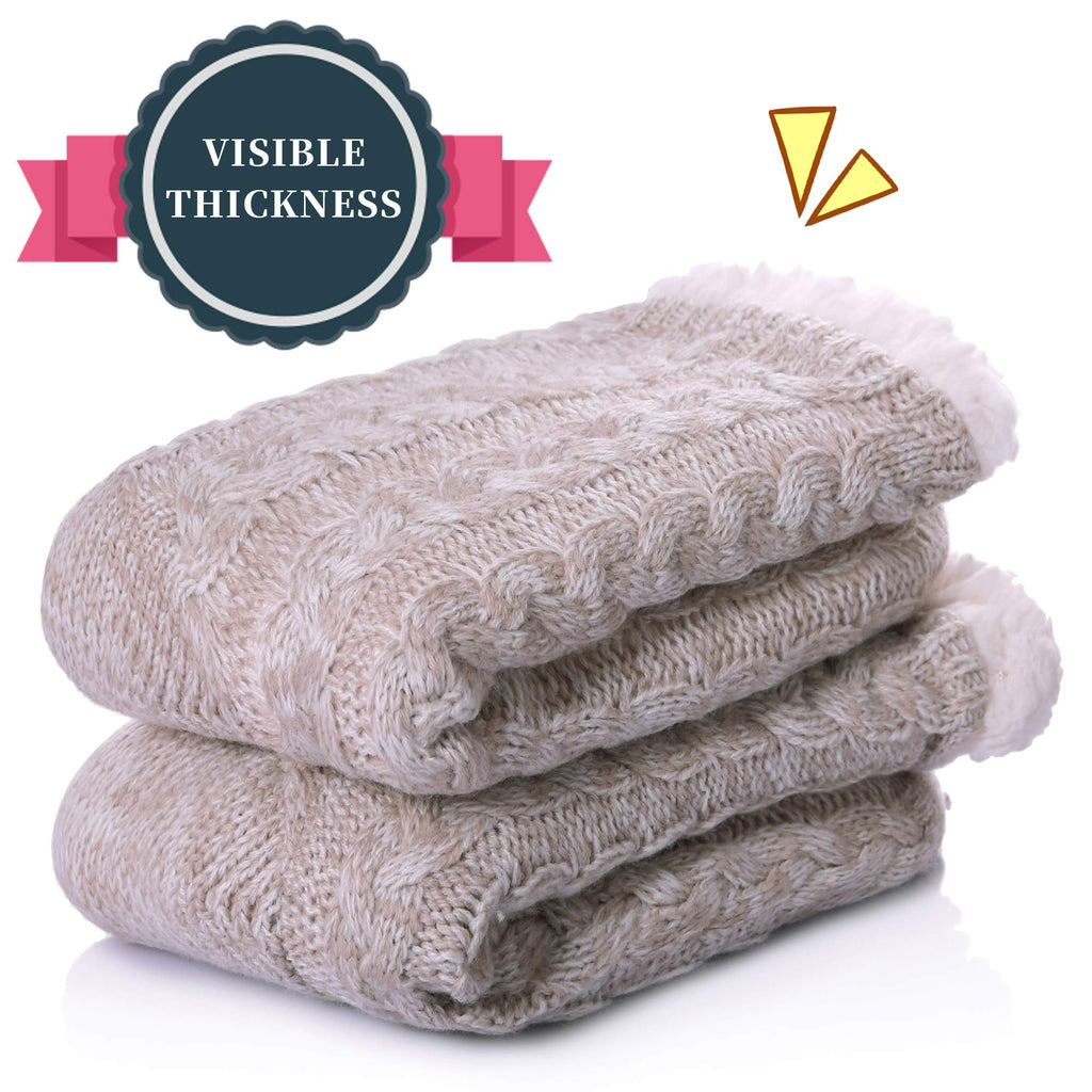 SDBING Women's Winter Super Soft Warm Cozy Fleece Lined Fuzzy Slipper Socks with Grippers