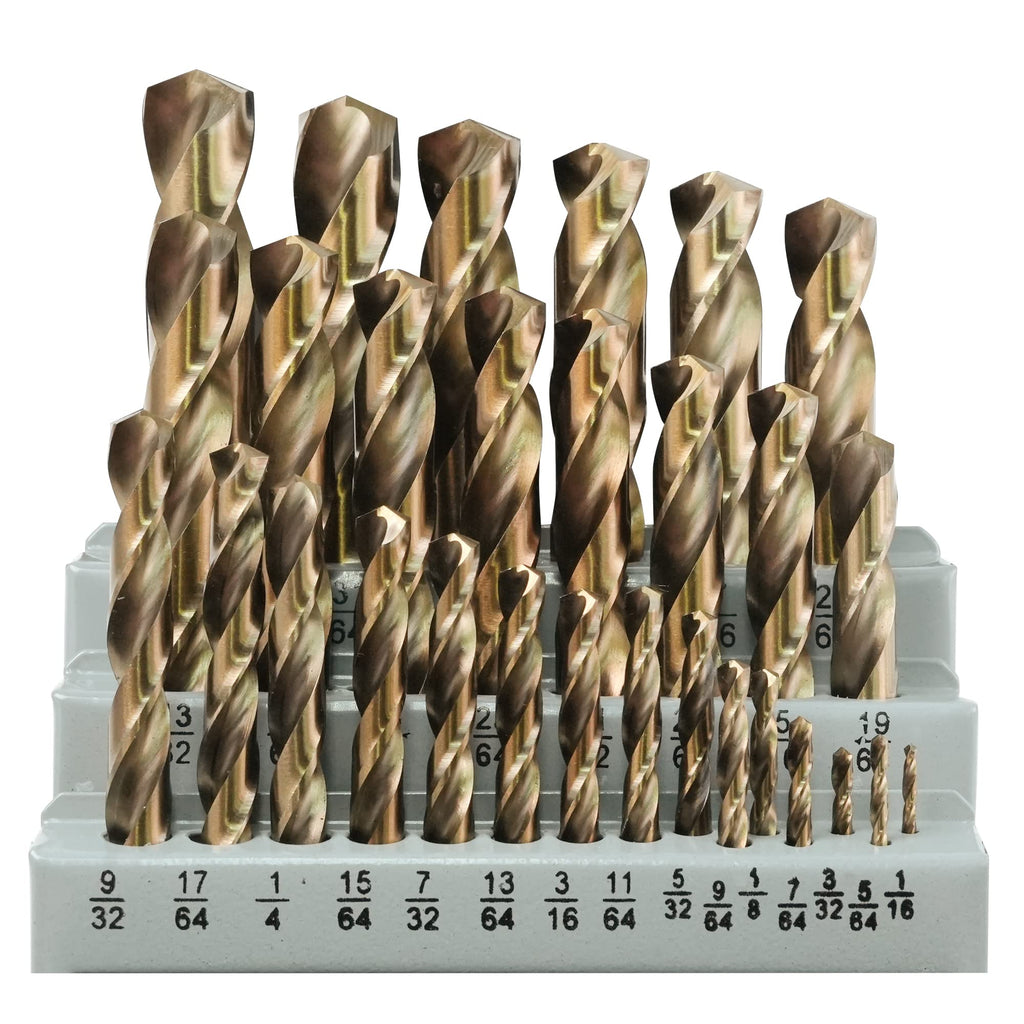 GMTOOLS 13Pcs Cobalt Drill Bits Set, M35 HSS 135 Degree Tip, Twist Jobber Length Drill Bit Kit for Hardened Metal, Cast Iron, Stainless Steel, Plastic and Wood with Storage Case 1/16"-1/4"