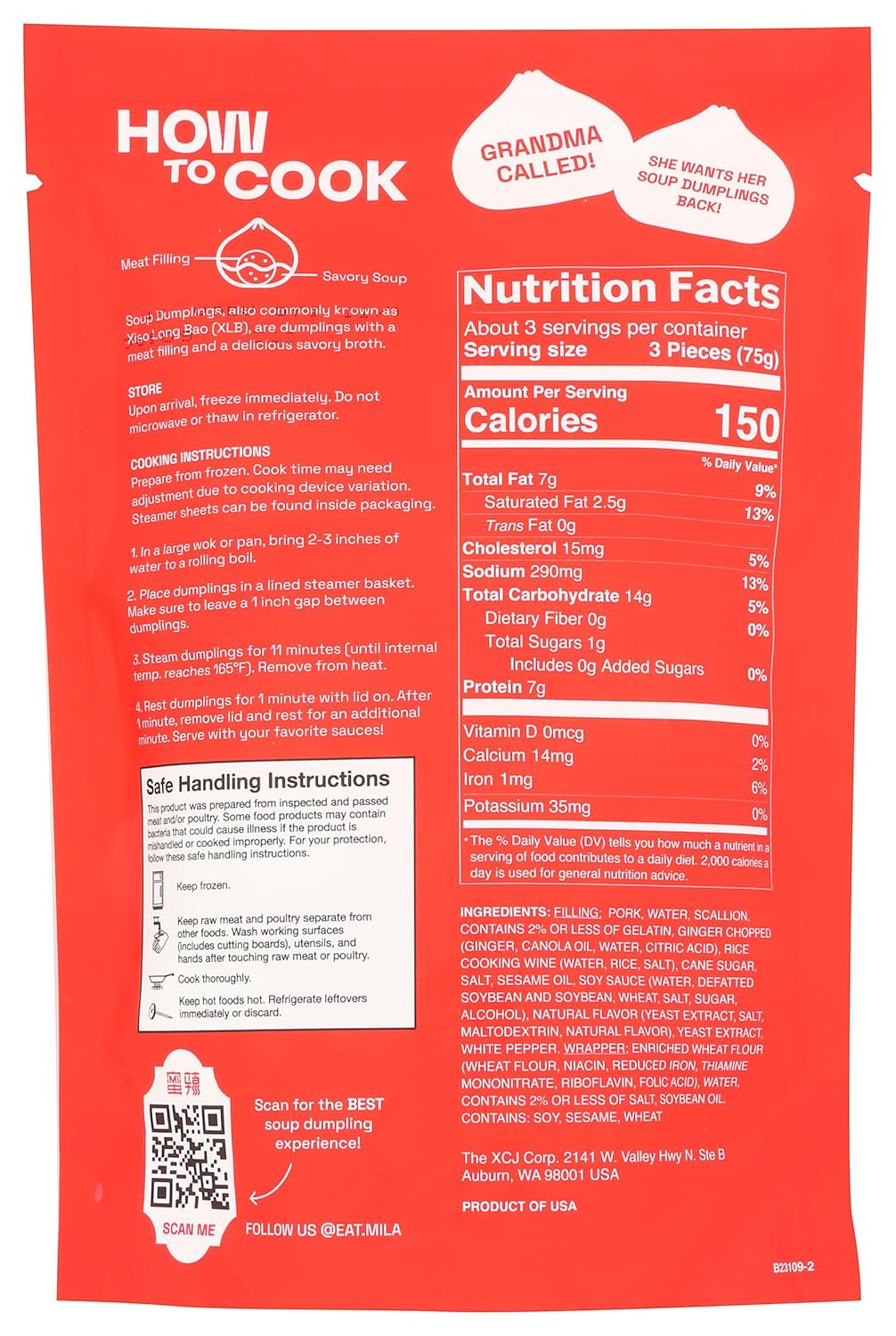 Mila, Frozen Soup Dumplings Pork, 8.8 Ounce