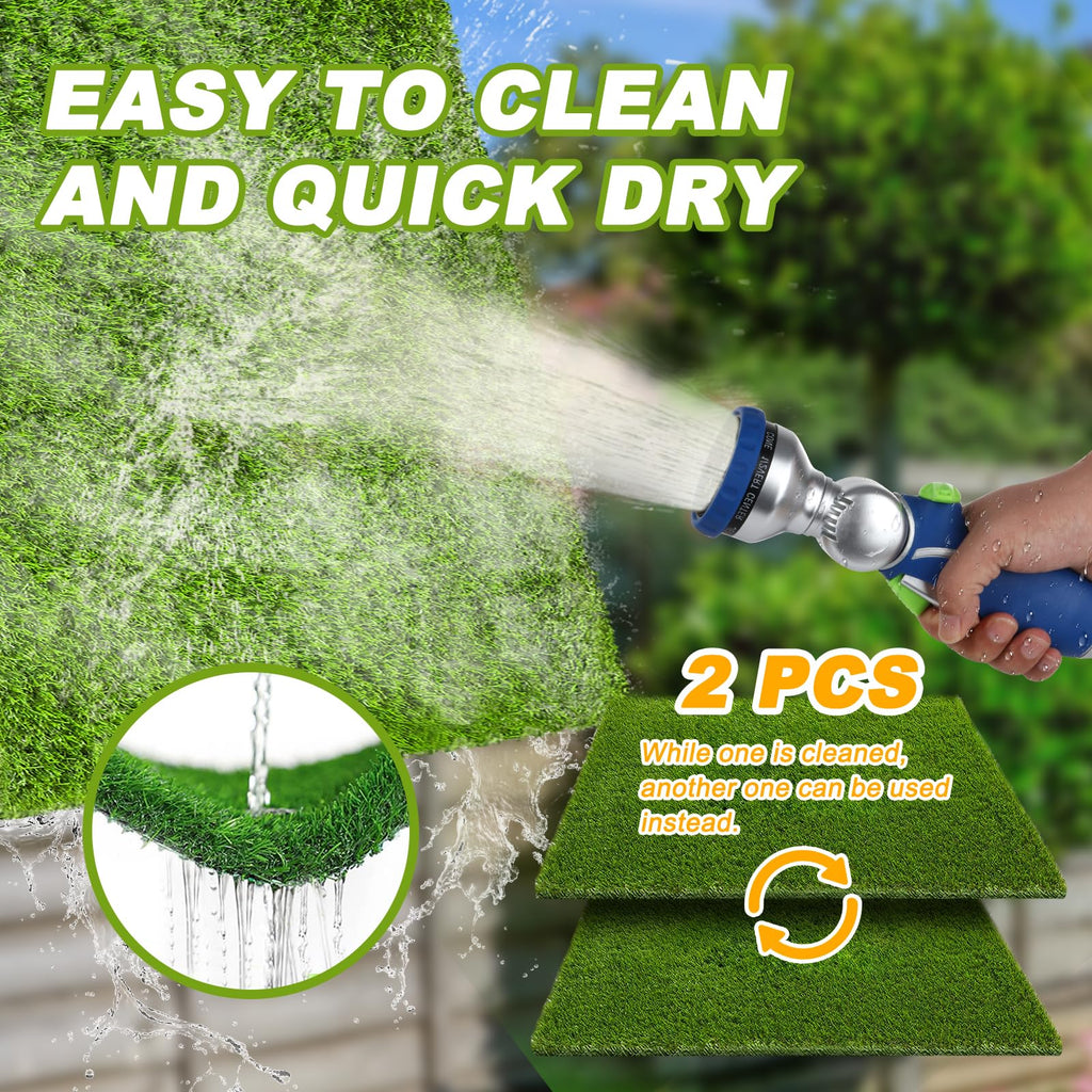 2 Pack Grass Pee Pads for Dogs Potty, Reusable Artificial Grass Mat for Puppy & Cats (25.9"x30.6")
