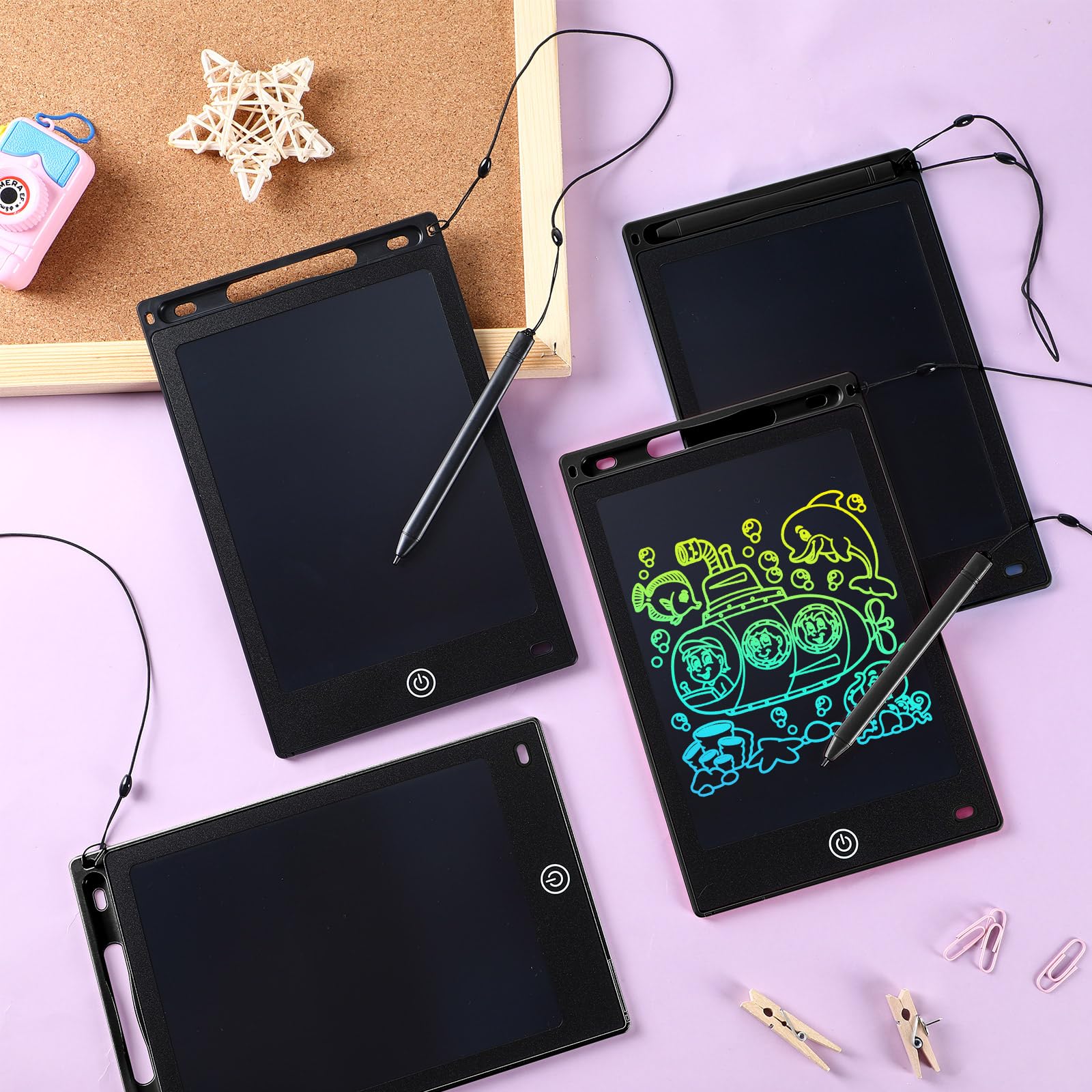 Epakh 16 PCS LCD Writing Tablet for Kids - 8.5 Inch Reusable Writing Board Drawing Doodle Pad Gift for Girl & Boy, Toddlers, Back to School, Birthday Party Favors(Black)