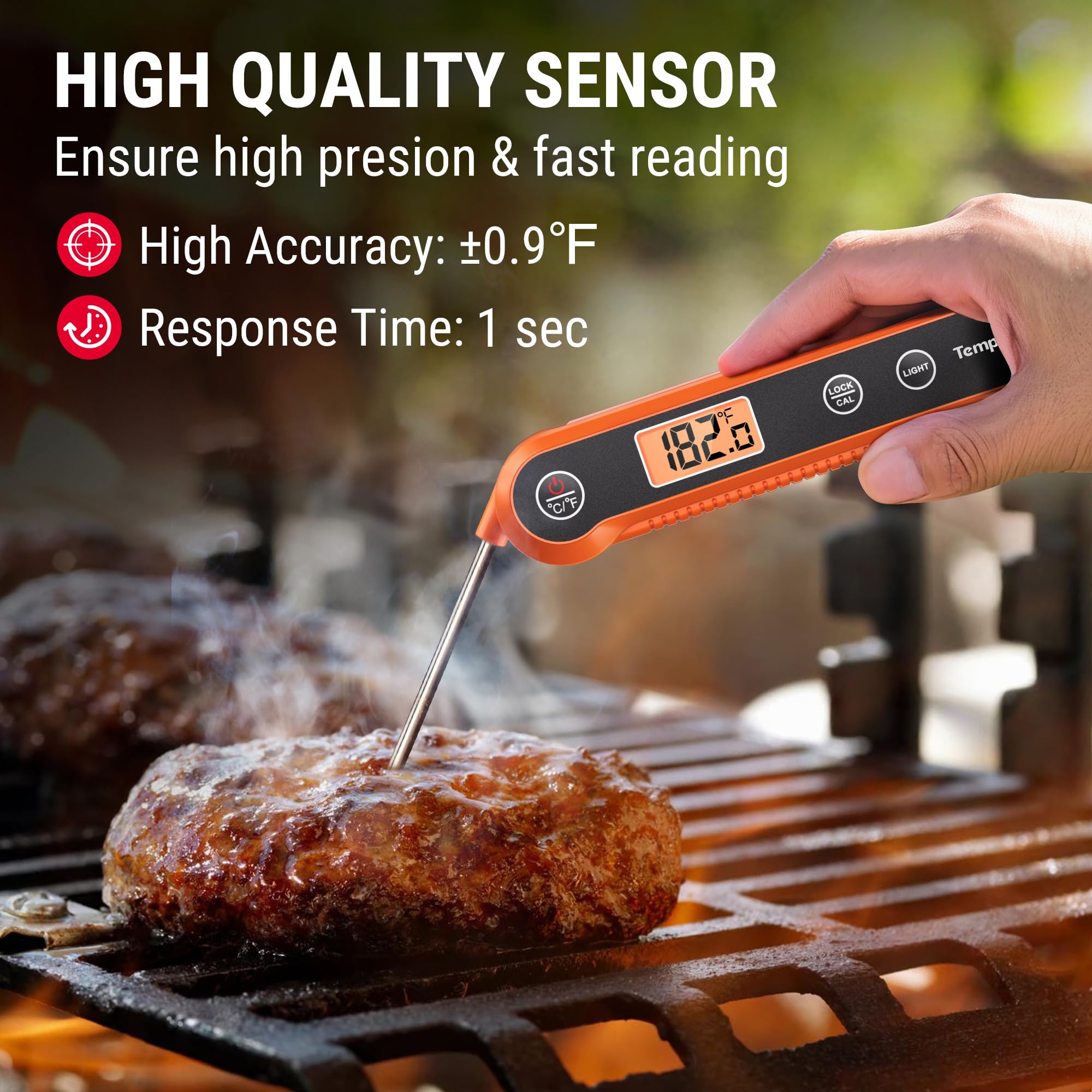 TempPro Digital Instant Read Meat Thermometer for Grilling, Waterproof Food Thermometer with Calibration Backlight Baking Bread Candy Thermometer Cooking Gift for Dad Husband (Previously ThermoPro)