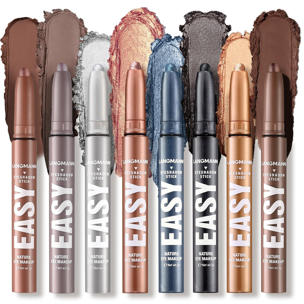 Eyeshadow Stick Set, 2 Colors Matte Professional Bright-Colored Contouring and Highlight Eyeshadow Stick, Cream Waterproof Long Lasting High Pigmented Eye Shadow
