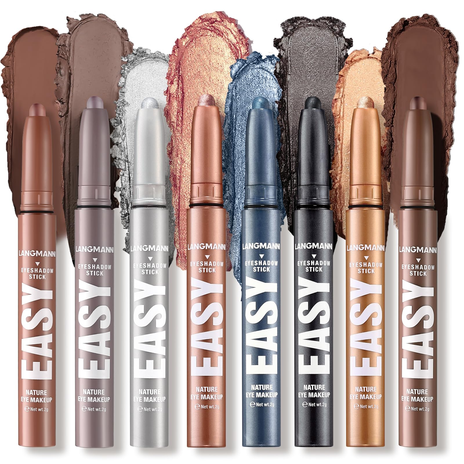 Eyeshadow Stick Set, 2 Colors Matte Professional Bright-Colored Contouring and Highlight Eyeshadow Stick, Cream Waterproof Long Lasting High Pigmented Eye Shadow