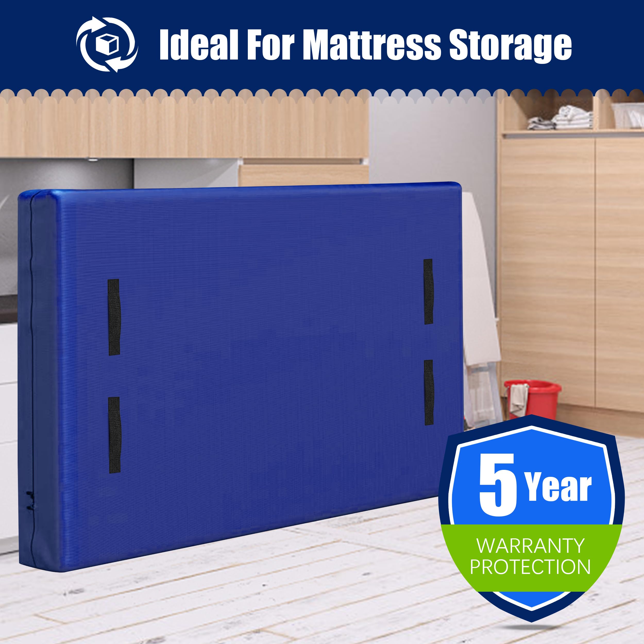 Cosy Family Mattress Bags for Moving with 8 Handles - 170GSM Extra-Thick Mattress Bag for Moving Supplies - Reusable Mattress Cover Protector Storage with Zipper - Queen Size - Blue (Pack of 2)
