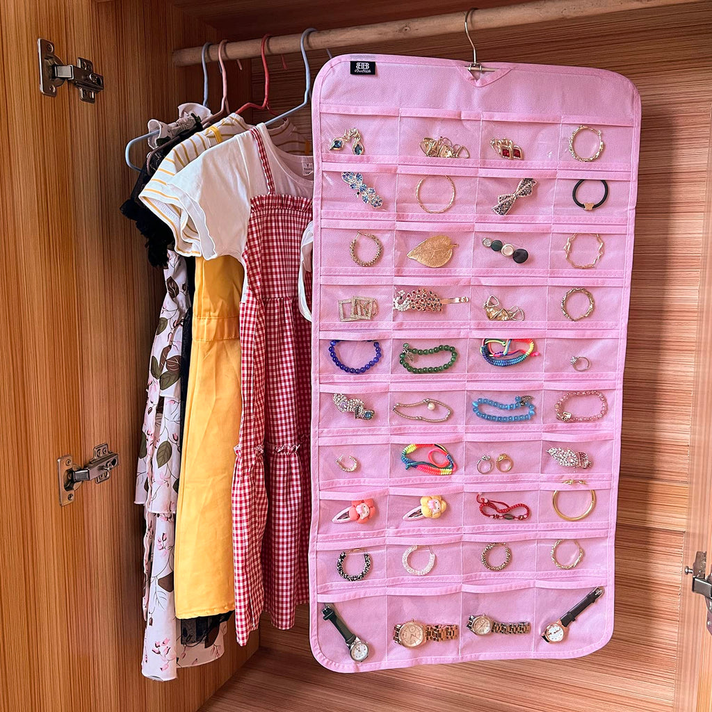 BB Brotrade Hanging Jewelry Organizer,Accessories Organizer,80 Pocket Organizer for Holding Jewelries（Beige）