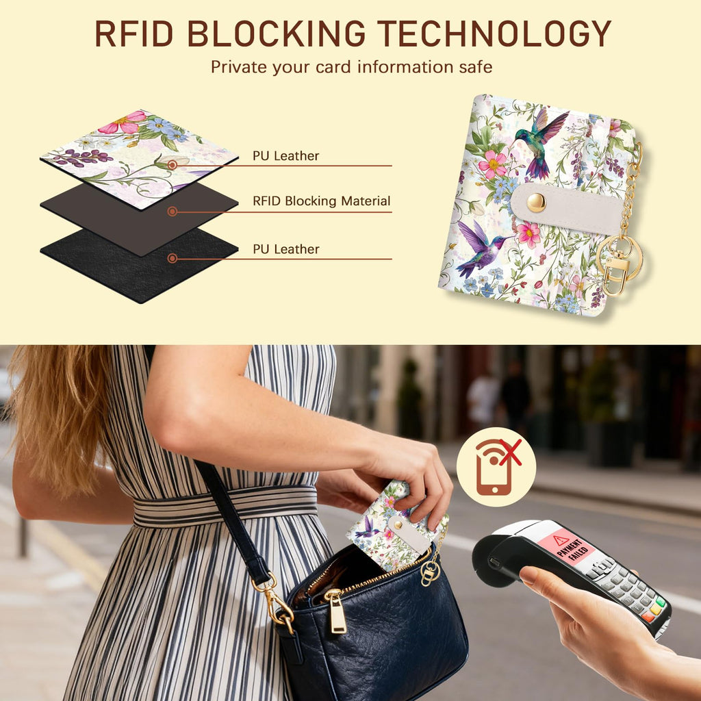 Jogjam Small Ladies Wallet, Rfid Slim Thin Compact Credit Card Women Wallet, PU Leather Bifold Cash Wallet, Zipper Coin Pocket & ID Window, Female Gifts Beige and Brown
