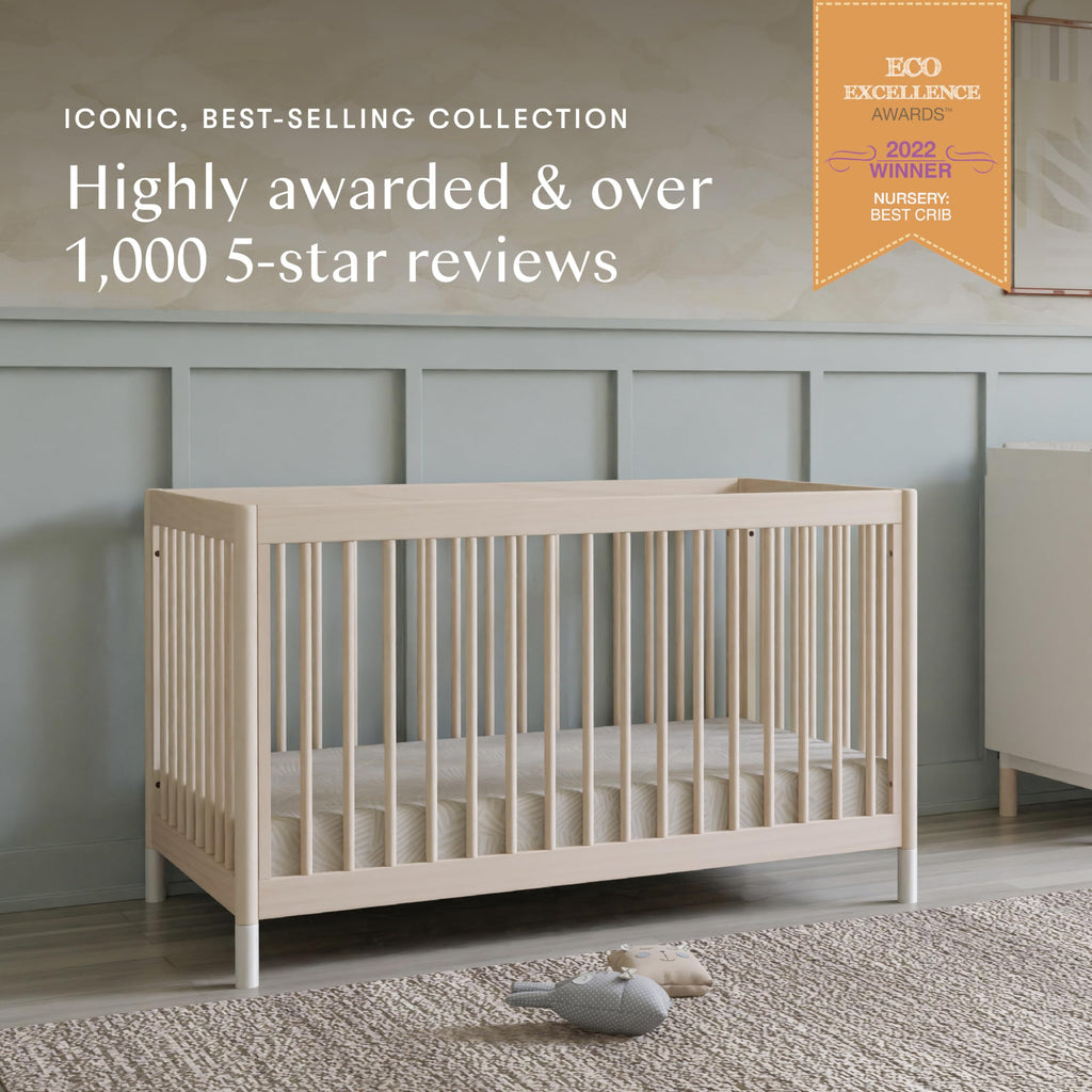 Babyletto Gelato 4-in-1 Convertible Crib with Toddler Bed Conversion in Natural Walnut and Brushed Gold Feet, Greenguard Gold Certified
